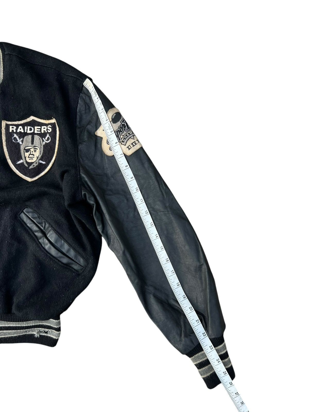 NBA 80s 90s DeLONG Raiders Football Distressed Varsity Jacket Size US L / EU 52-54 / 3 - 3 Thumbnail