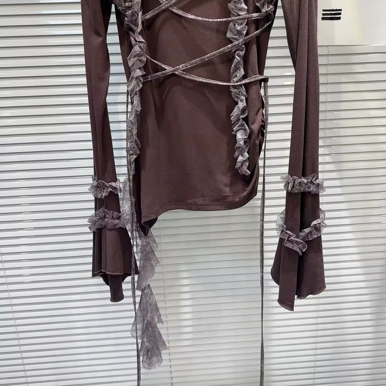 Designer × Vintage Design Patchwork Bandage Long Sleeve T Shirt Top Y2k Size S / US 4 / IT 40 - 3 Thumbnail