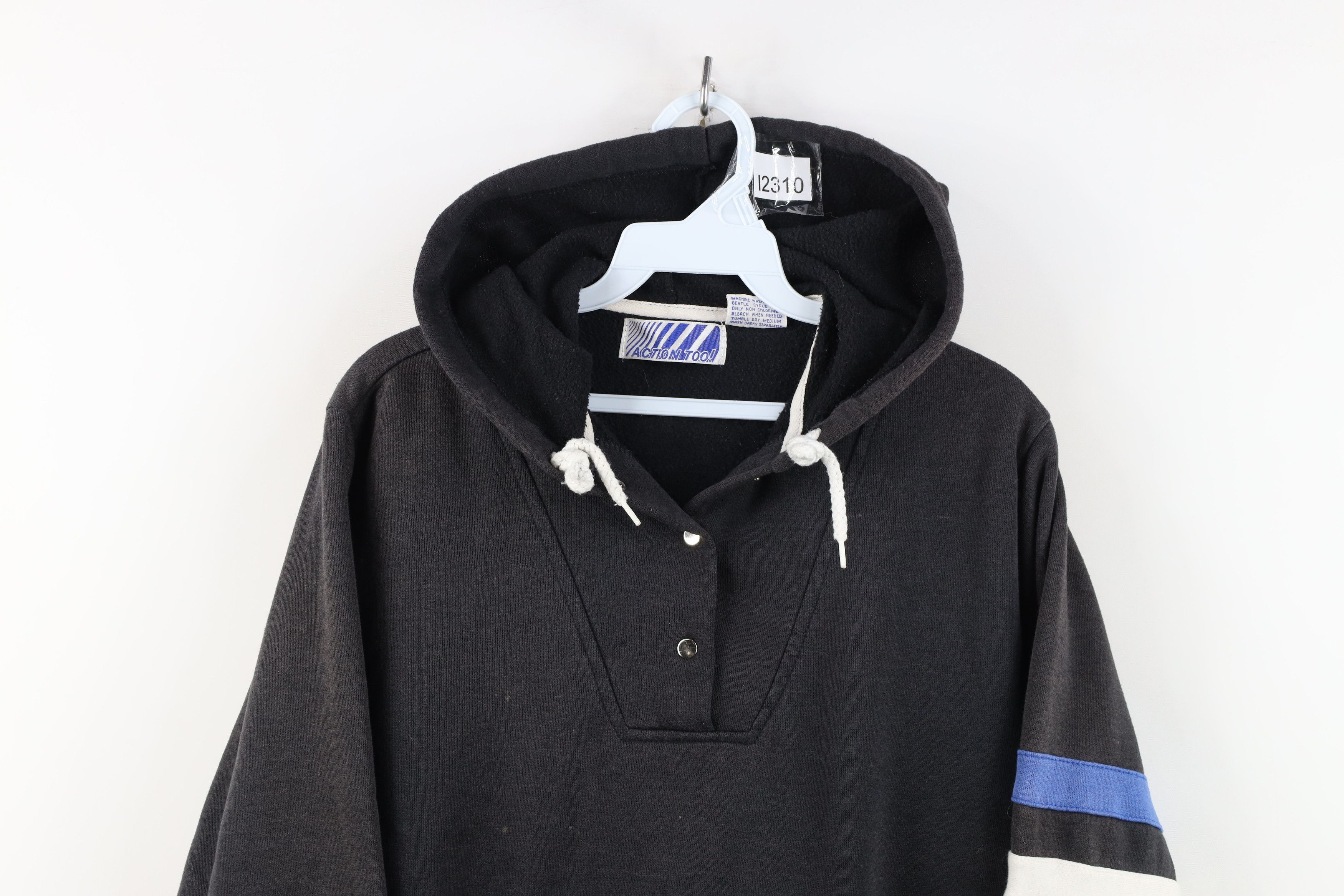 Vintage Vintage 80s 90s Streetwear Striped Hoodie Sweatshirt Black Size US S / EU 44-46 / 1 - 2 Thumbnail