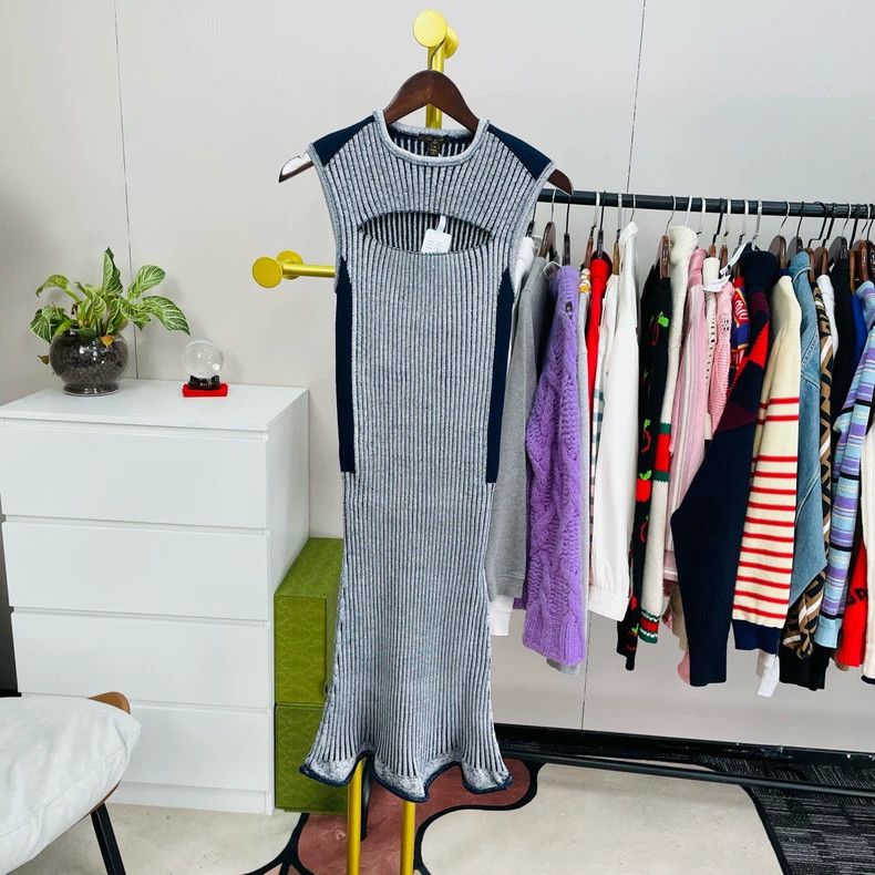 Louis Vuitton Color-block striped strapless dress