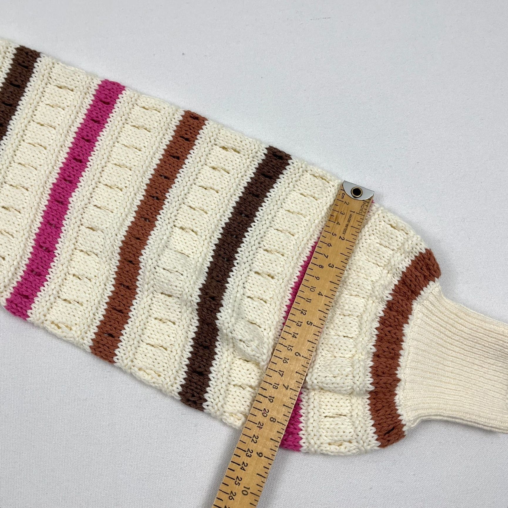 Anthropologie Dolan Sweater Womens Small Ivory Pointelle Knit Striped Left Coast Anthropologie Size S / US 4 / IT 40 - 7 Thumbnail