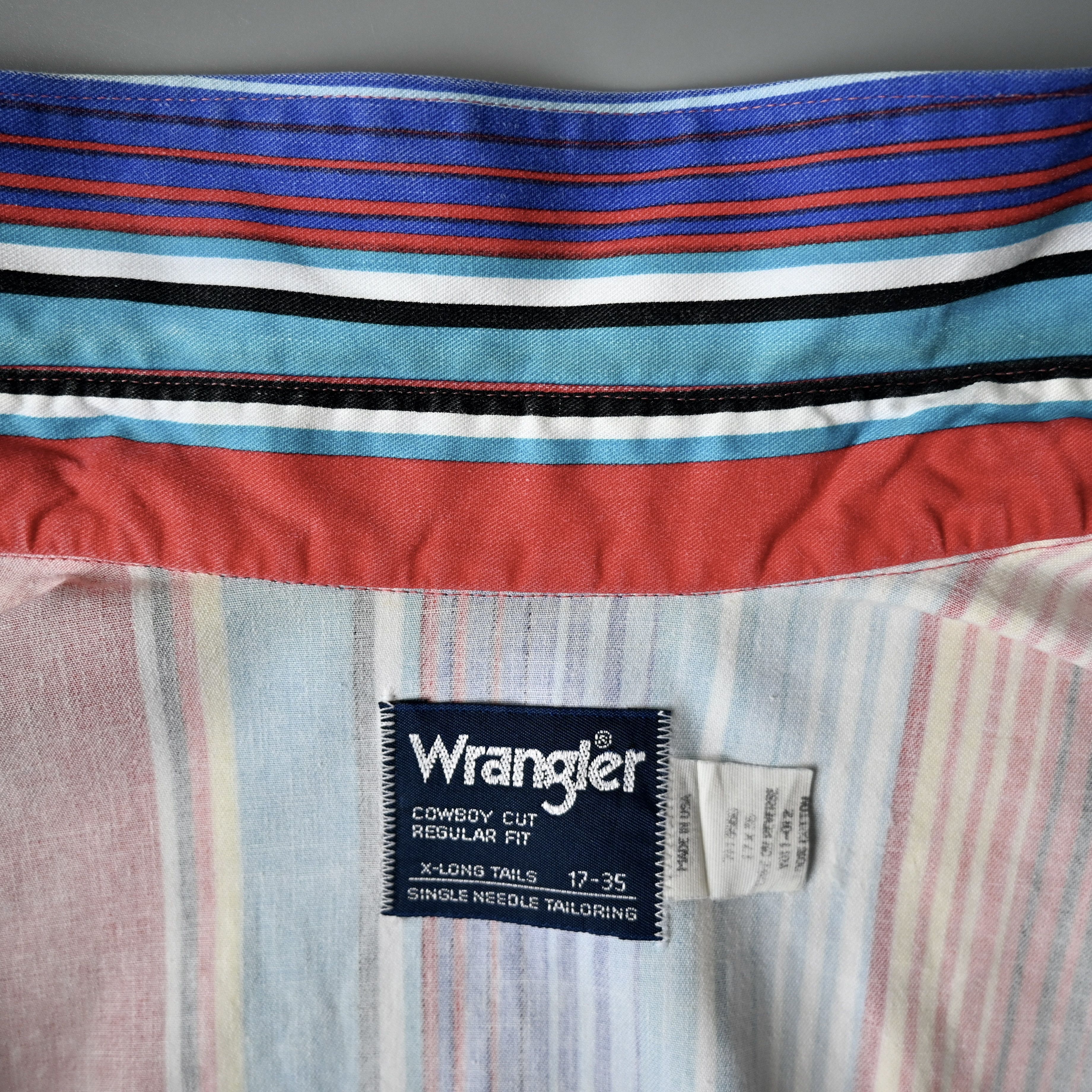 Vintage VTG Wrangler red base sunlight stripe cotton western shirt Size US XL / EU 56 / 4 - 13 Thumbnail