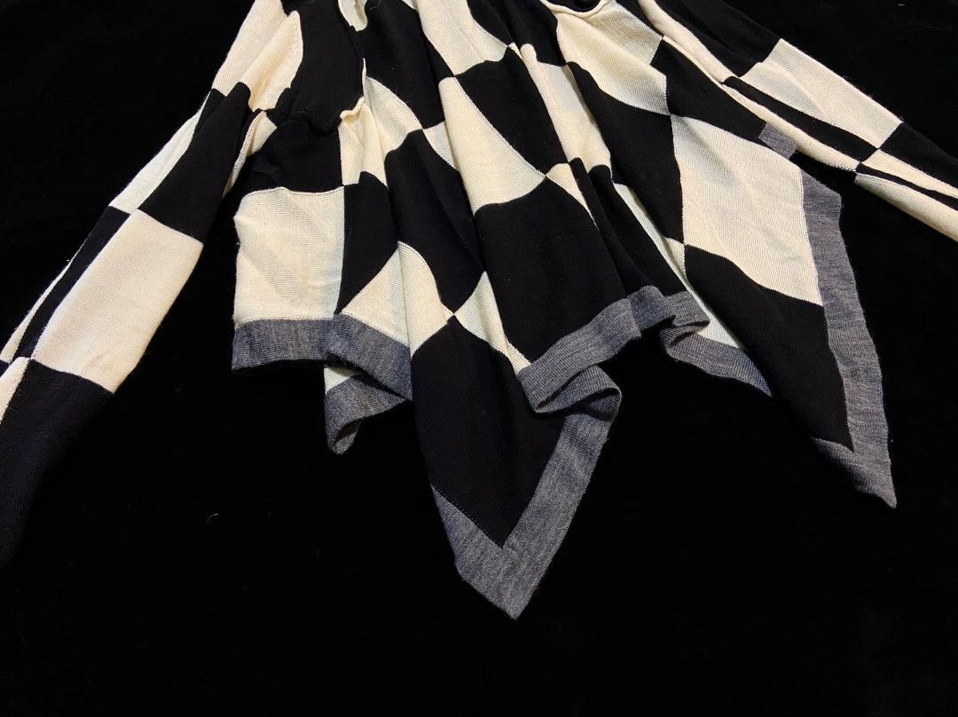 Comme des Garcons COMME des GARCONS 2000s Irregular Hem Checkered Knit Top Size ONE SIZE - 3 Thumbnail