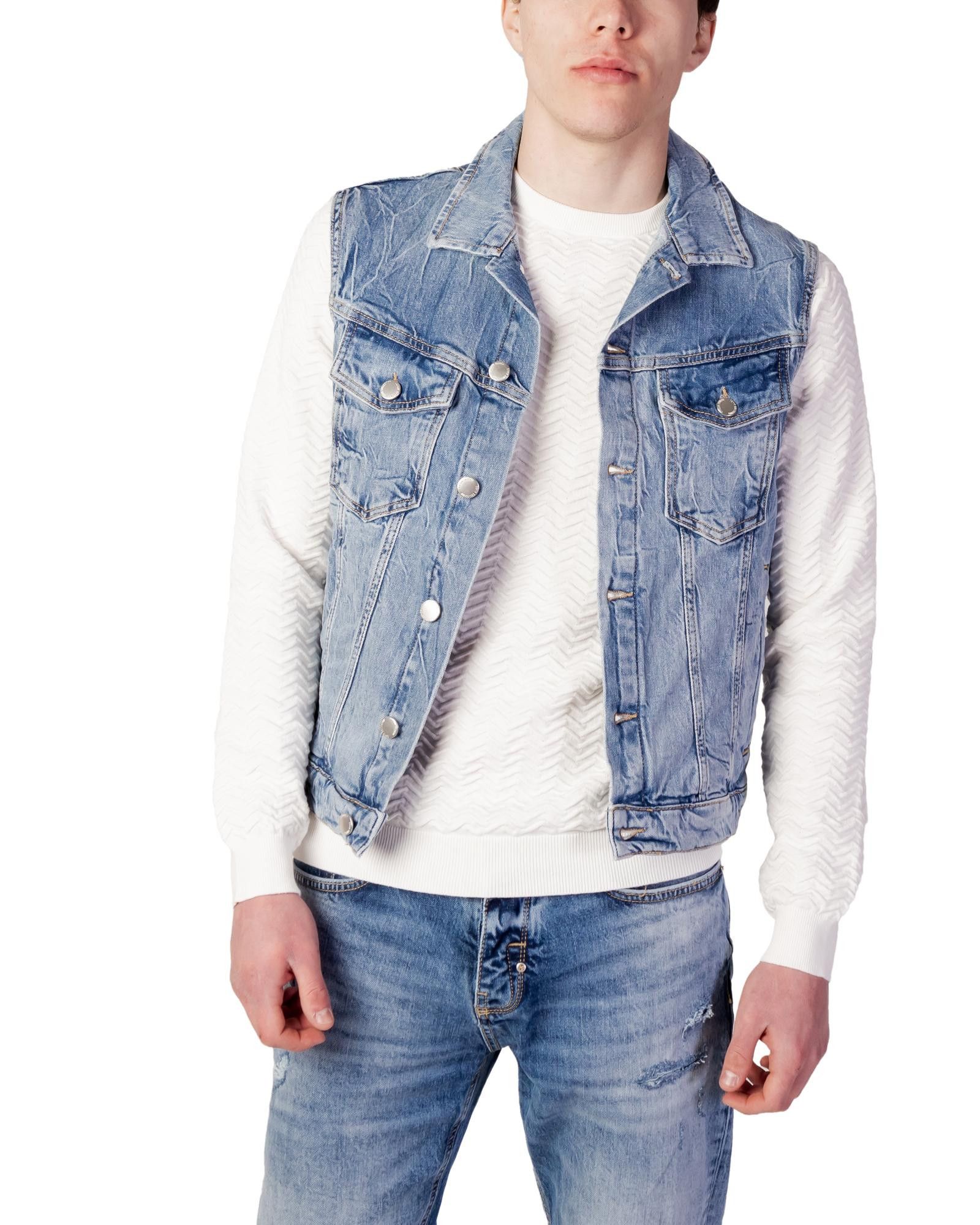image of Antony Morato Classic Button-Up Gilet in Blue, Men's (Size Large)