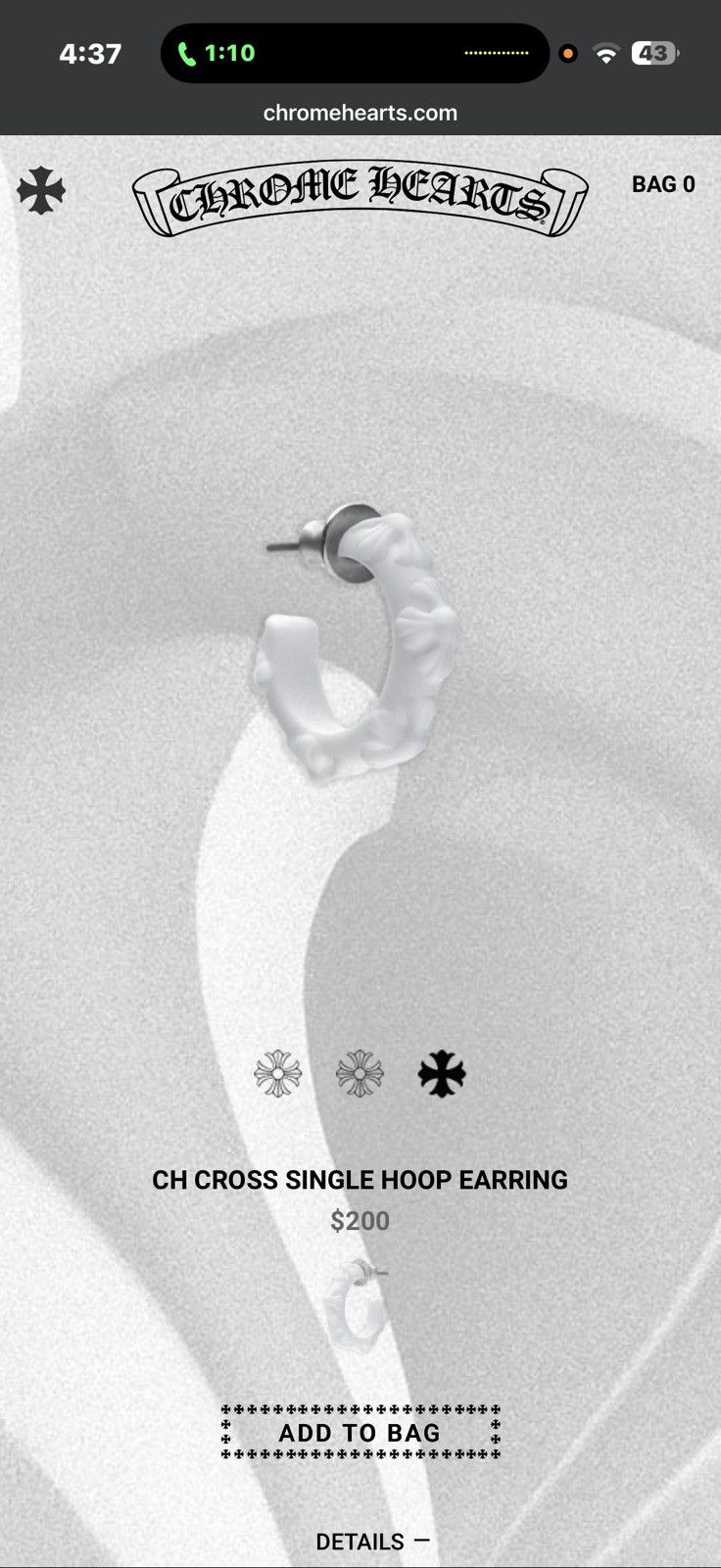 Chrome Hearts Chrome hearts white silicone earring set Size ONE SIZE - 4 Thumbnail