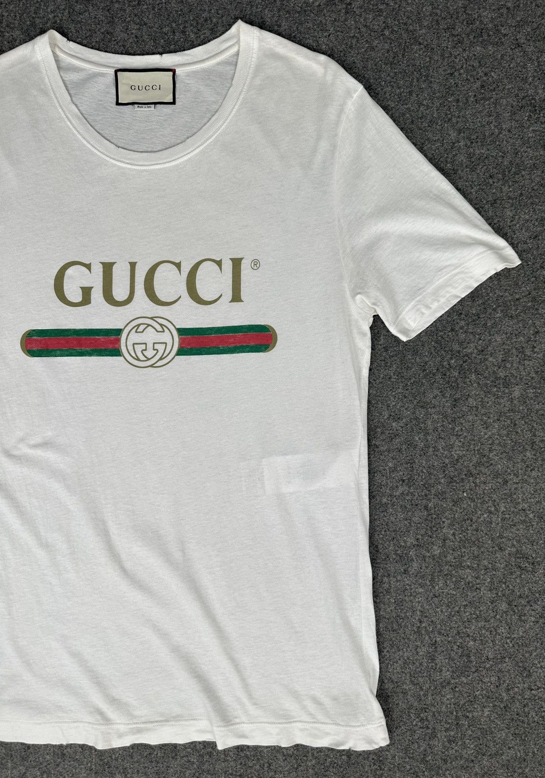 Gucci Gucci - Classic Logo Distressed - Short Sleeve Shirt - White Size US M / EU 48-50 / 2 - 2 Thumbnail