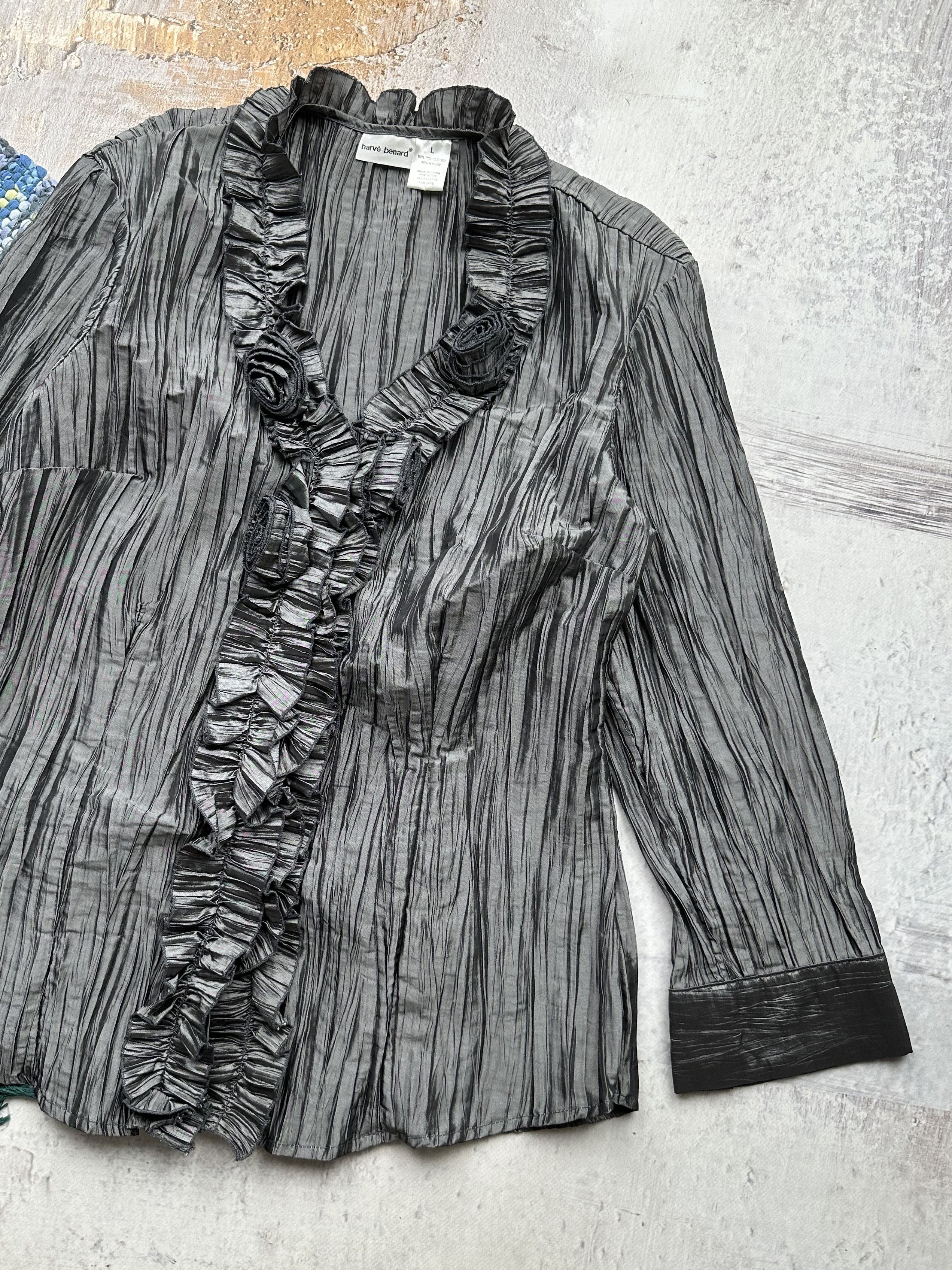 Japanese Brand Vintage Pleated Blouse A459(241) Size L / US 10 / IT 46 - 3 Thumbnail