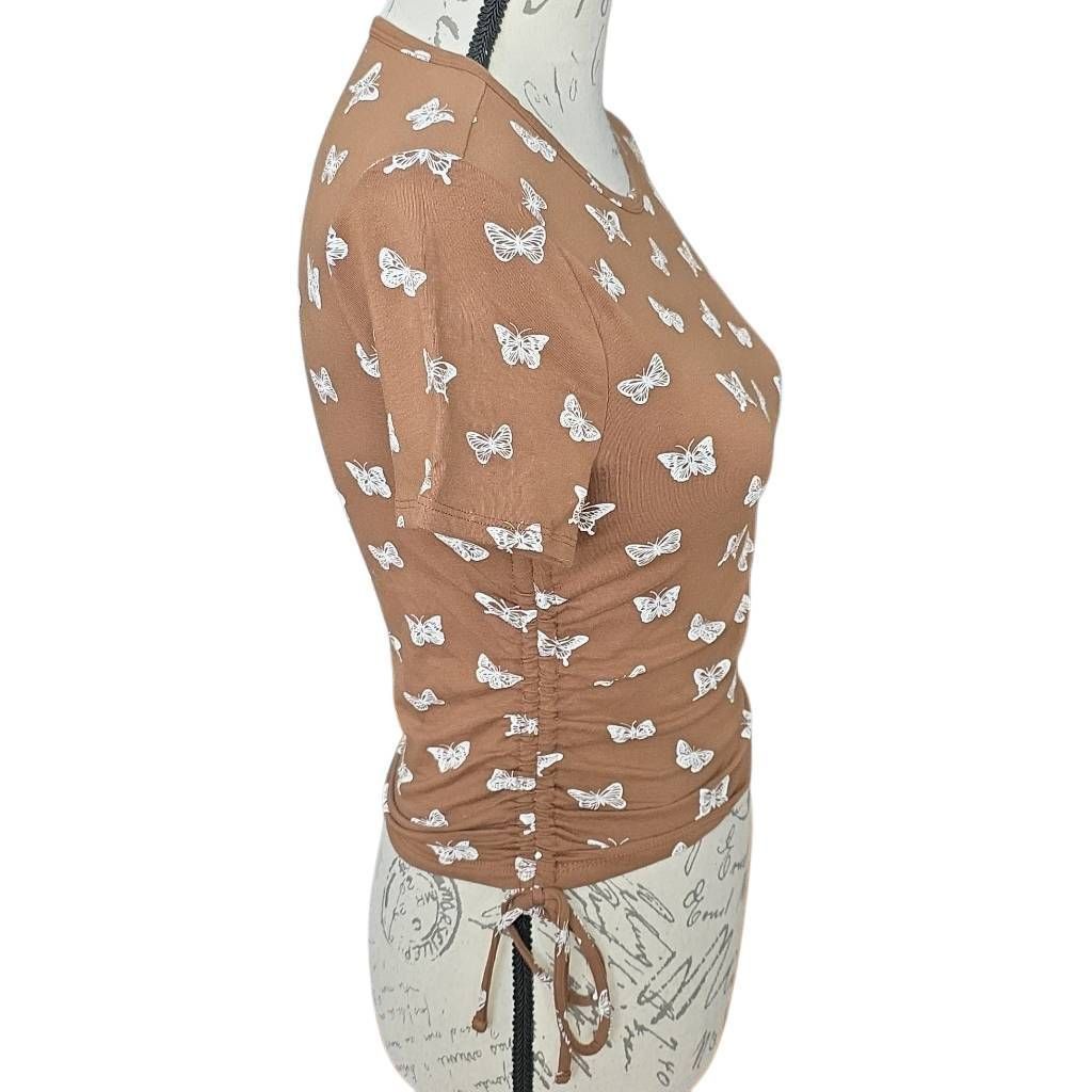 Hollister Hollister Women's Size Small Brown White Butterfly Print Sid Size S / US 4 / IT 40 - 2 Thumbnail