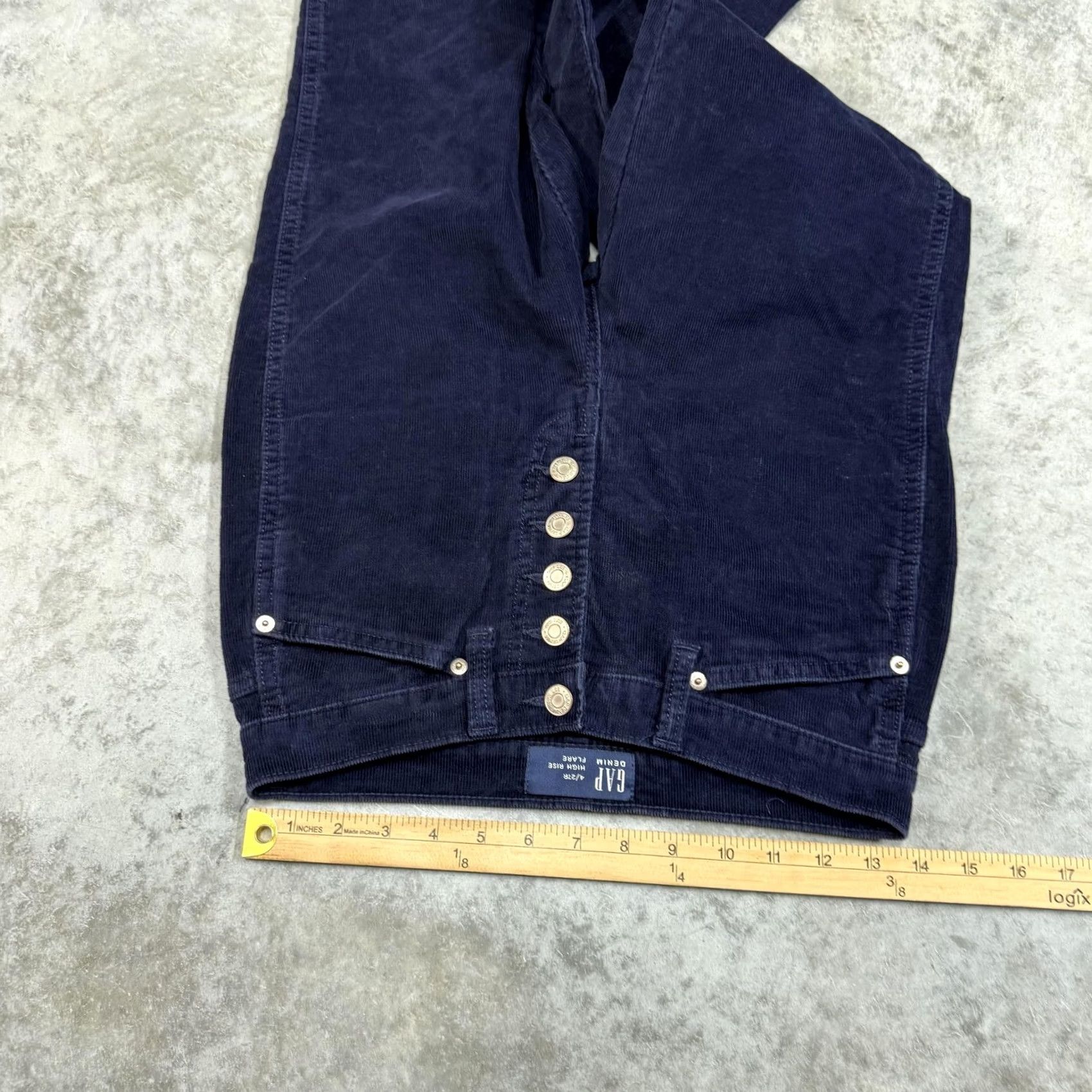 Gap Gap Blue Corduroy High Rise Flare Button Fly Chino Pants Womens 4/27R Casual Pockets 32in Inseam 27in Waist Size 27" / US 4 / IT 40 - 4 Thumbnail