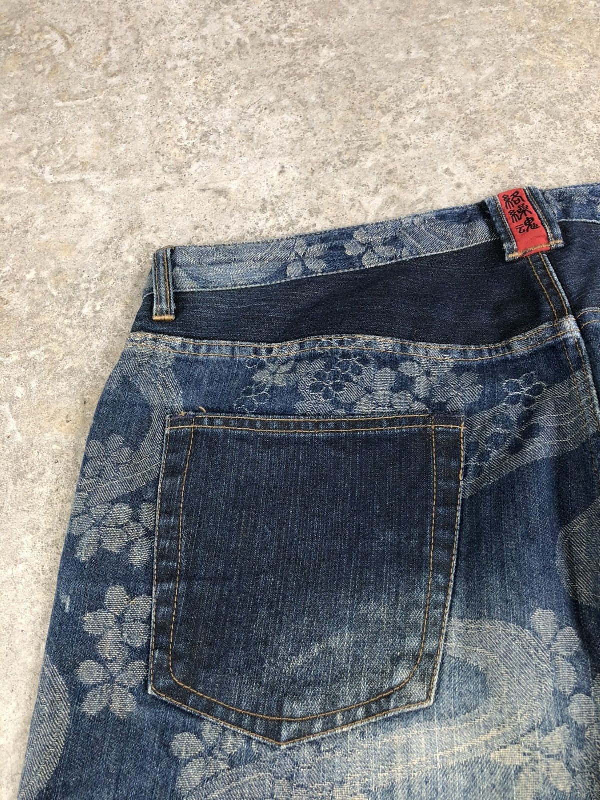 Karakuri Tamashii Karakuri Tamashii Embroidered Jeans Distressed Jeans Size US 39 - 16 Thumbnail