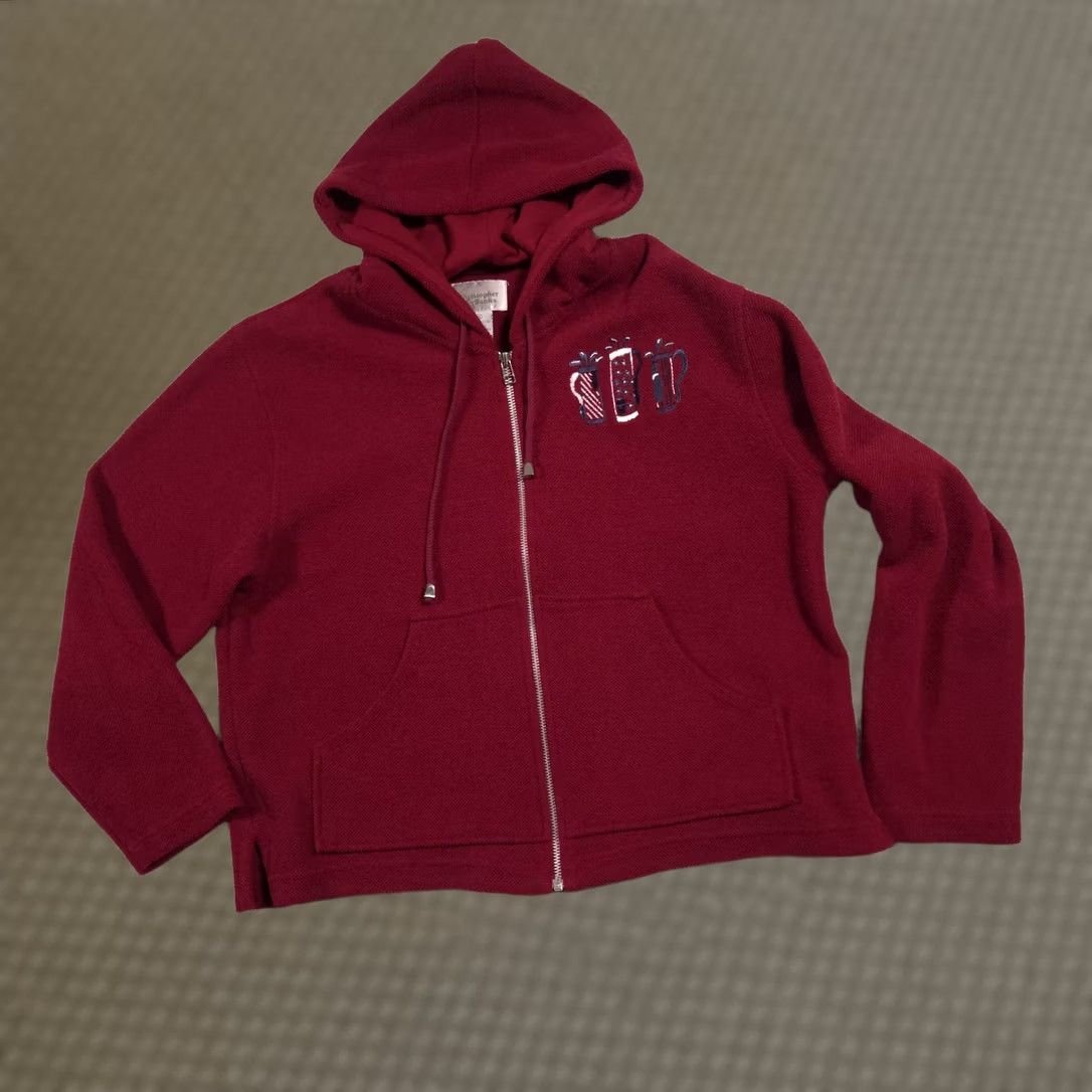 Vintage Christopher & Banks Hoodie Womens XL Red Zip Golf Embroidered Sweatshirt Size XL / US 12-14 / IT 48-50 - 1 Thumbnail