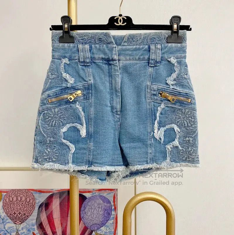 Balmain Balmain Summer Blue Cotton Women's Shorts . Size 23" - 1 Thumbnail