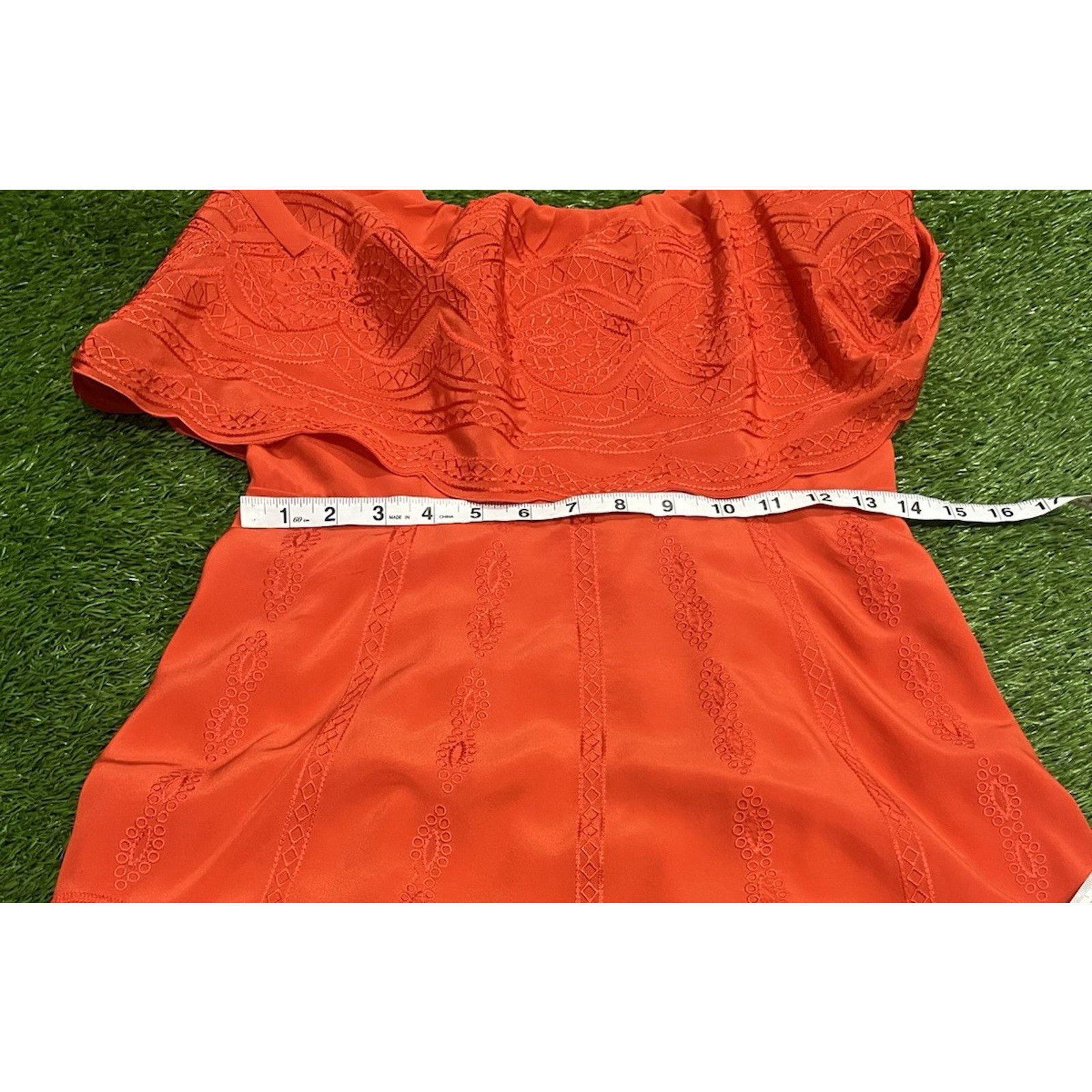 Parker PARKER Nia Orange Silk Embroidered Lace Dress Small $398 Size S / US 4 / IT 40 - 7 Thumbnail