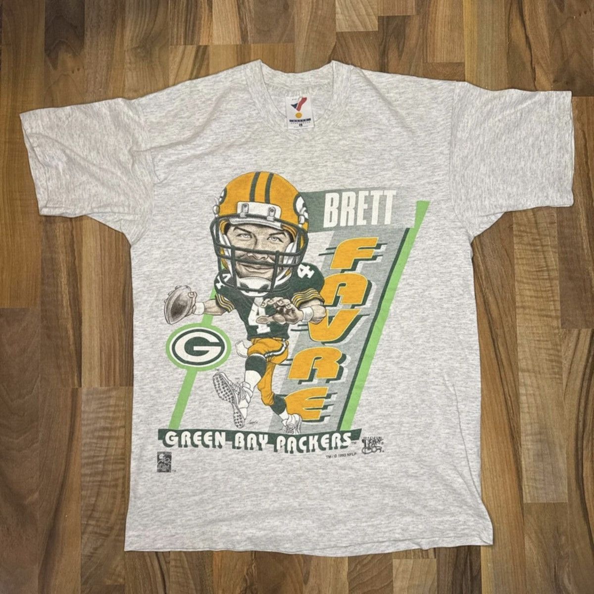Artek Vintage 90s Artex Brett Favre Green T-shirt Grey Mens Large Size US L / EU 52-54 / 3 - 1 Thumbnail