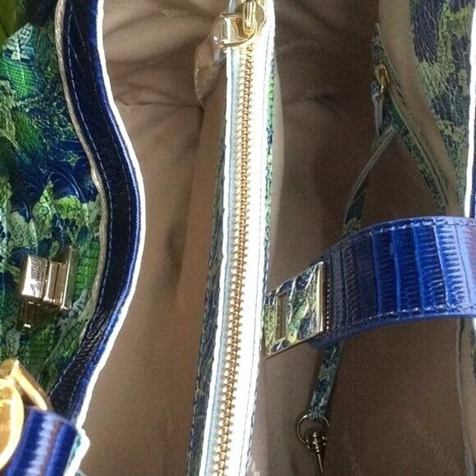 BRAHMIN Brahmin Shoulder/Satchel Handbag Blu/Green Python Print NWT Size ONE SIZE - 4 Thumbnail