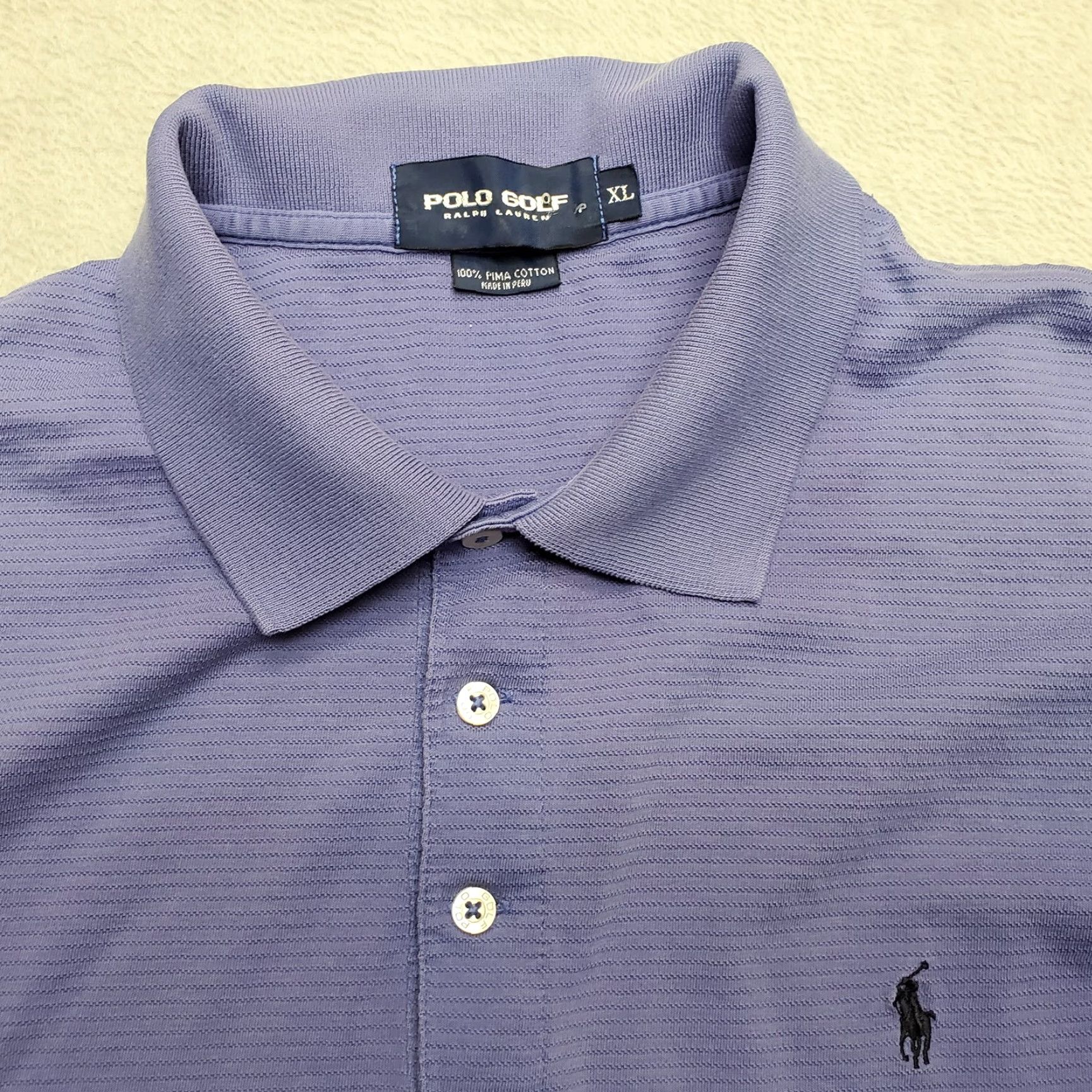 Polo Ralph Lauren Polo Ralph Lauren Shirt Men XL Blue Ribbed 100% Pima Cotton Casual Polo Shirt Size US XL / EU 56 / 4 - 4 Thumbnail