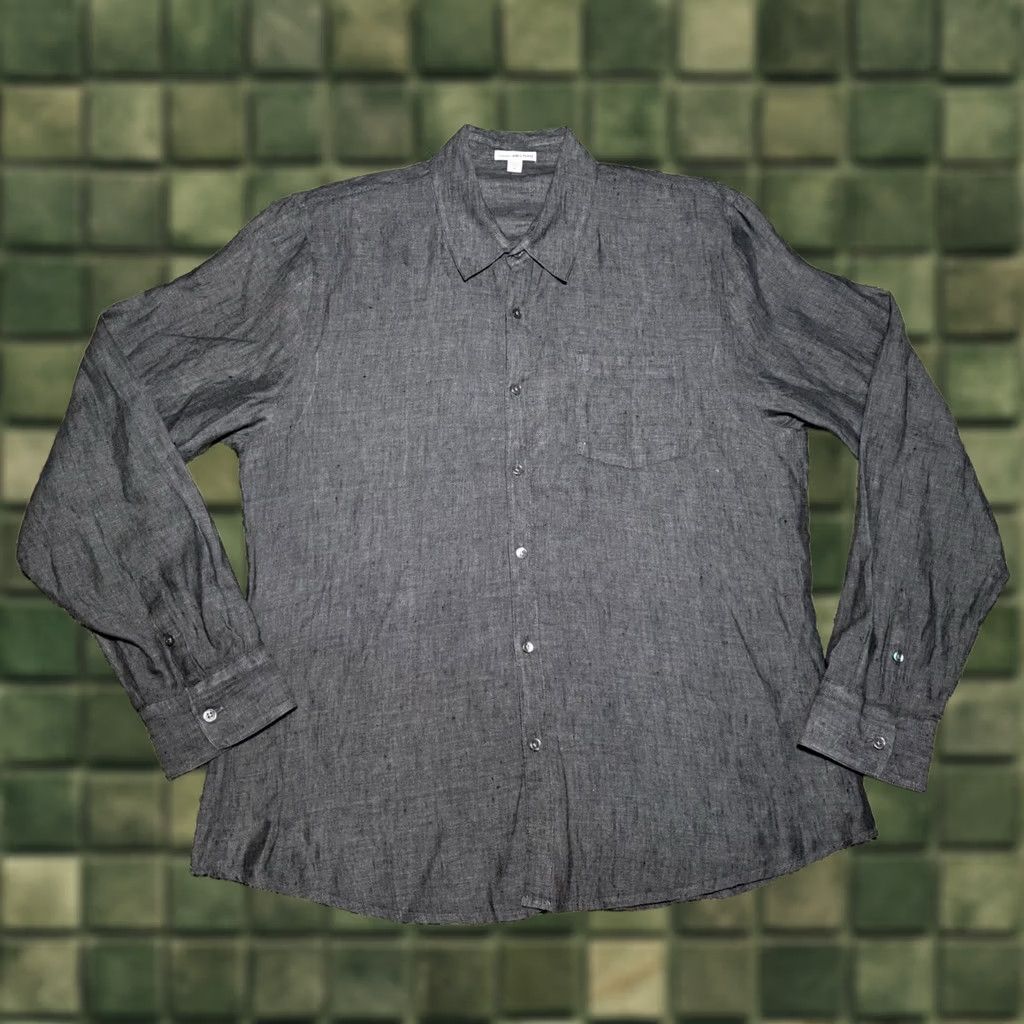 James Perse James Perse Men’s Button Shirt Size L 100% Linen Long Sleeve Gray India Dyed Button-Front Shirts Mens Size US L / EU 52-54 / 3 - 1 Thumbnail