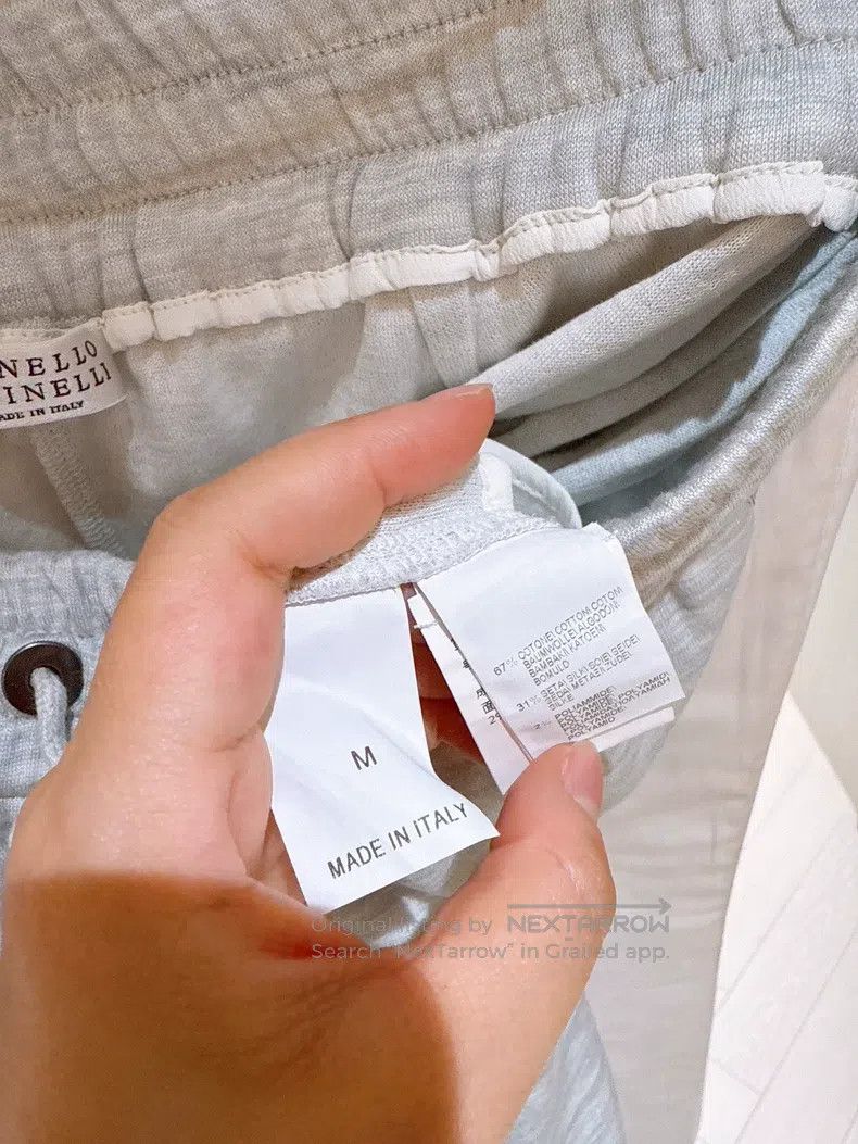 Brunello Cucinelli Brunello Cucinelli size M Light gray silk cotton sport pant Size 25" / US 0 / IT 36 - 9 Thumbnail