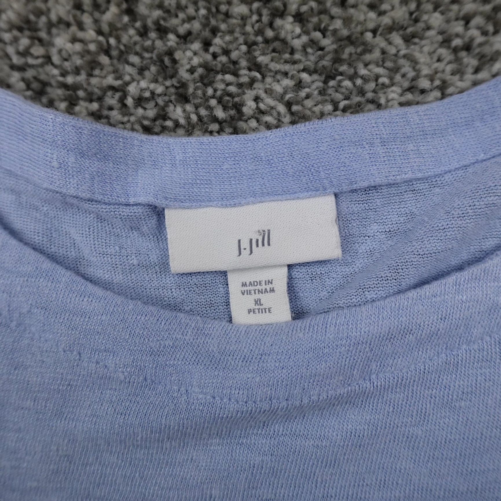 J. Jill J Jill Shirt Womens XL Blue Linen Short Sleeve Crewneck Top Tee Puff Sleeve Size XL / US 12-14 / IT 48-50 - 3 Thumbnail