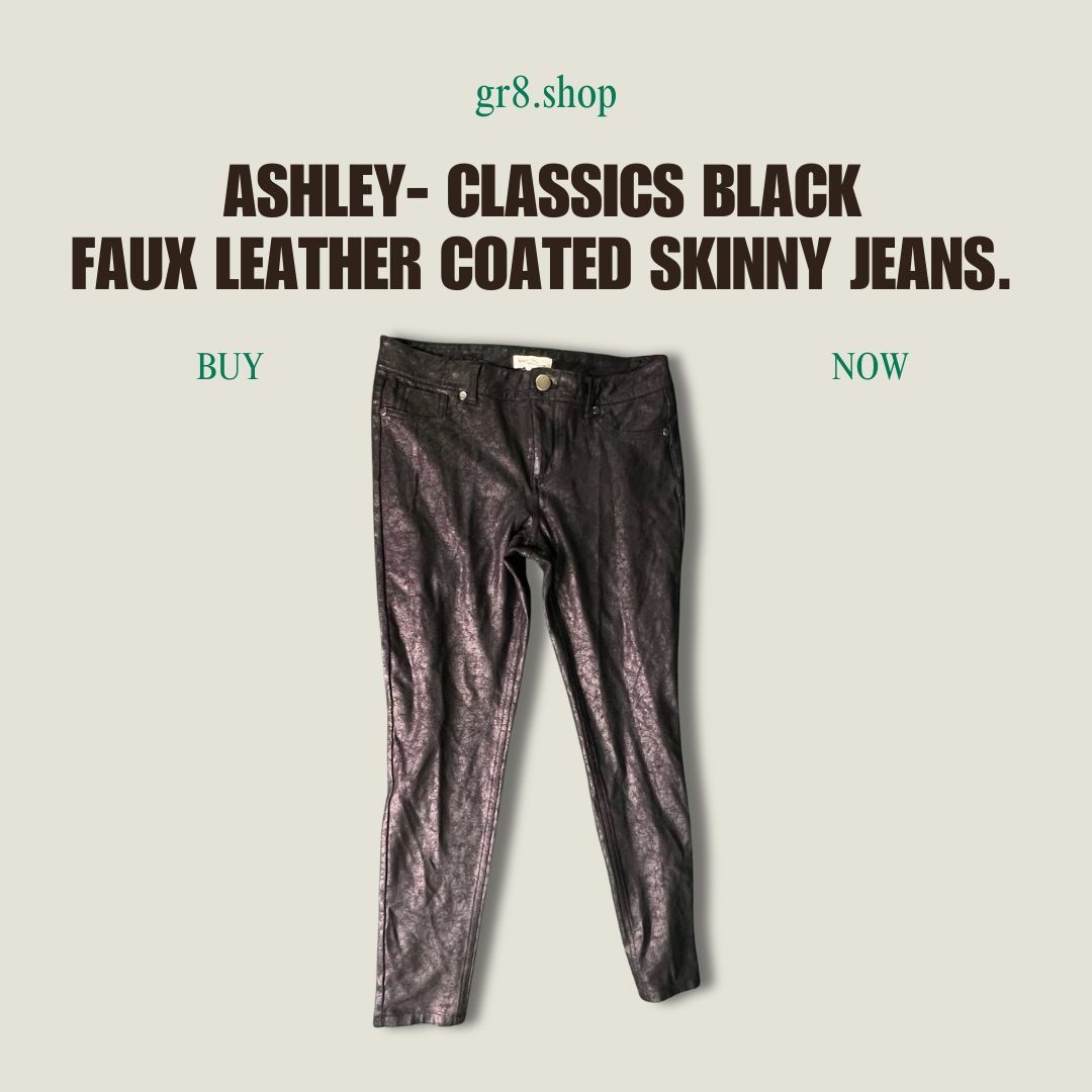 Other ASHLEY-CLASSICS Black Faux Leather Coated Skinny Jeans Size Size 31" - 1 Thumbnail