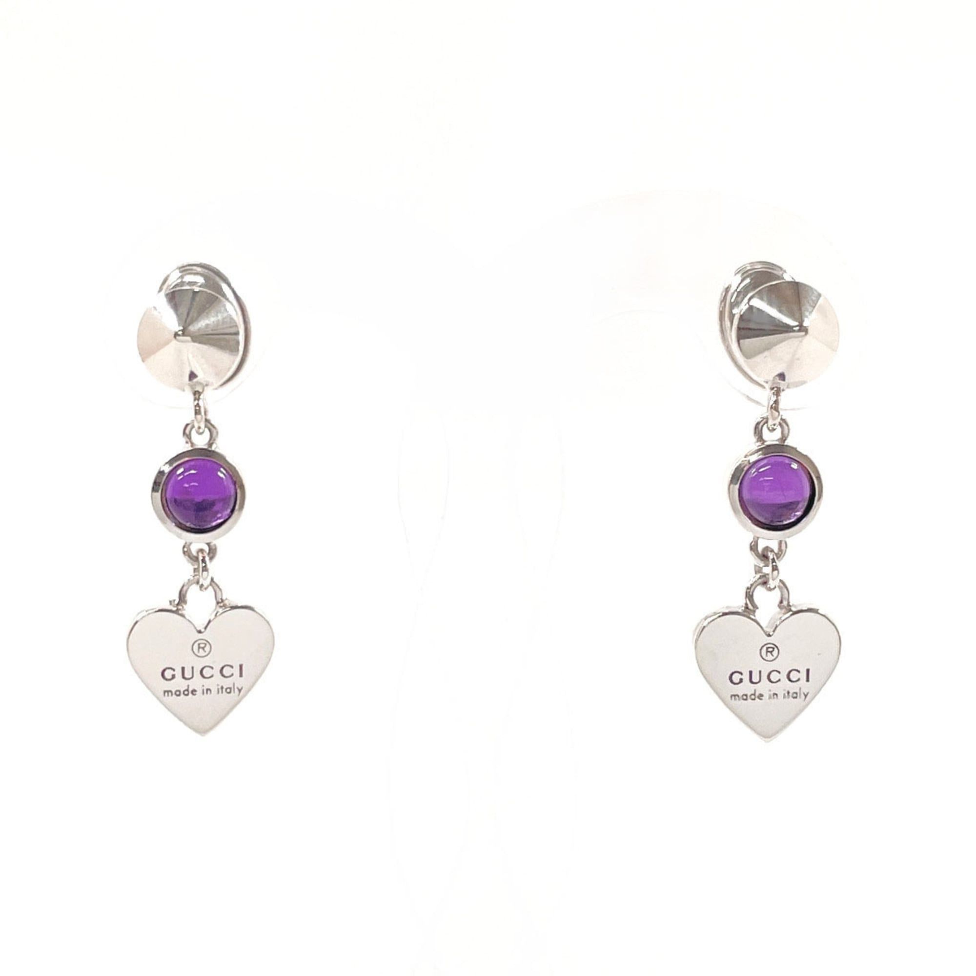 Gucci GUCCI Heart Earrings in Silver 925 with Amethyst and Silver, Women's Size ONE SIZE - 1 Thumbnail
