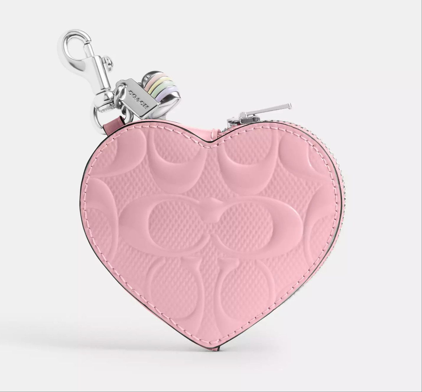 Coach Heart Bag Charm In Signature Leather With Heart Charm CDD04 Size ONE SIZE - 6 Thumbnail