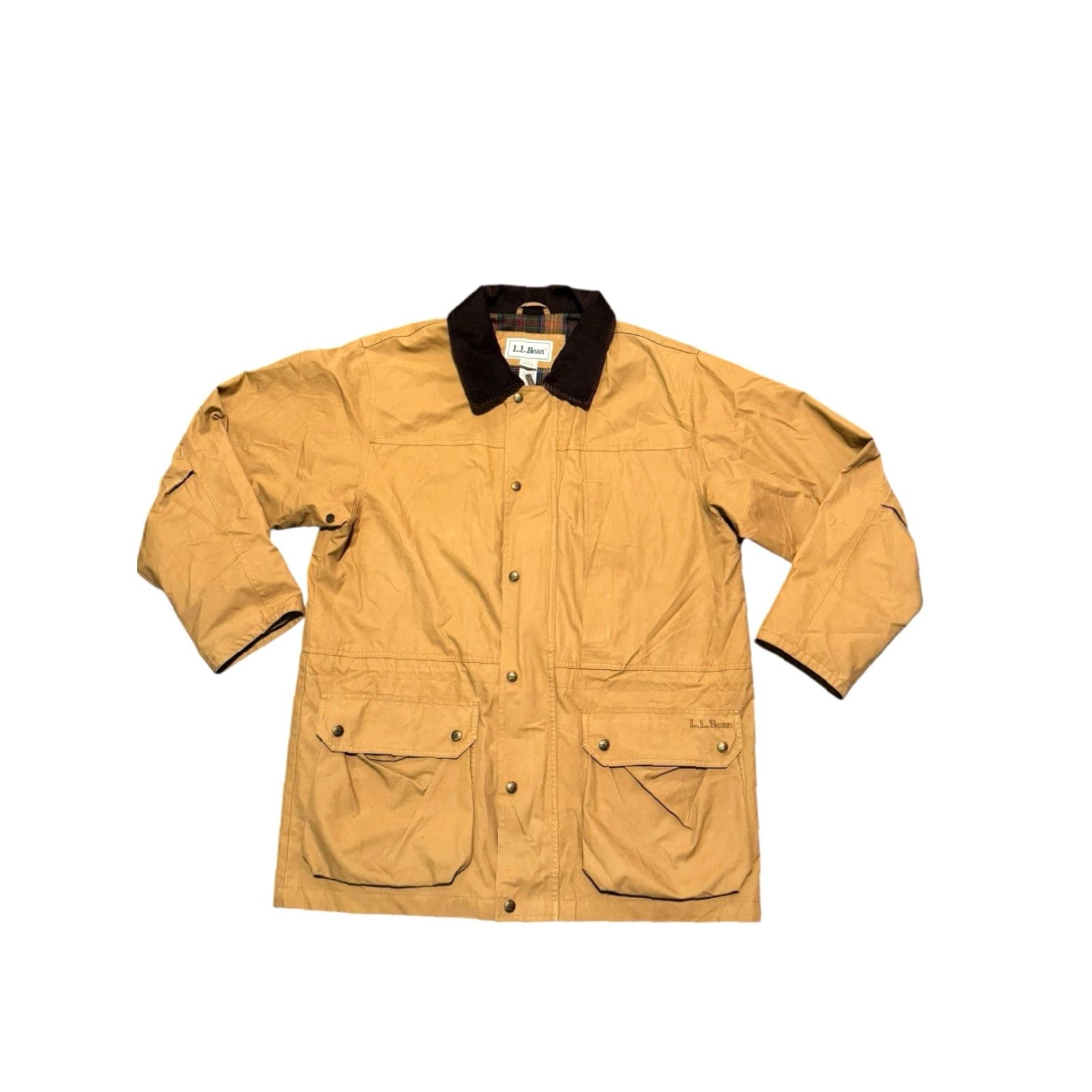 Vintage VINTAGE LL Bean Chore Barn Coat Mens M Tan Brown Cotton Canvas Lined Corduroy Collar Y2K Overcoat Size US M / EU 48-50 / 2 - 2 Thumbnail