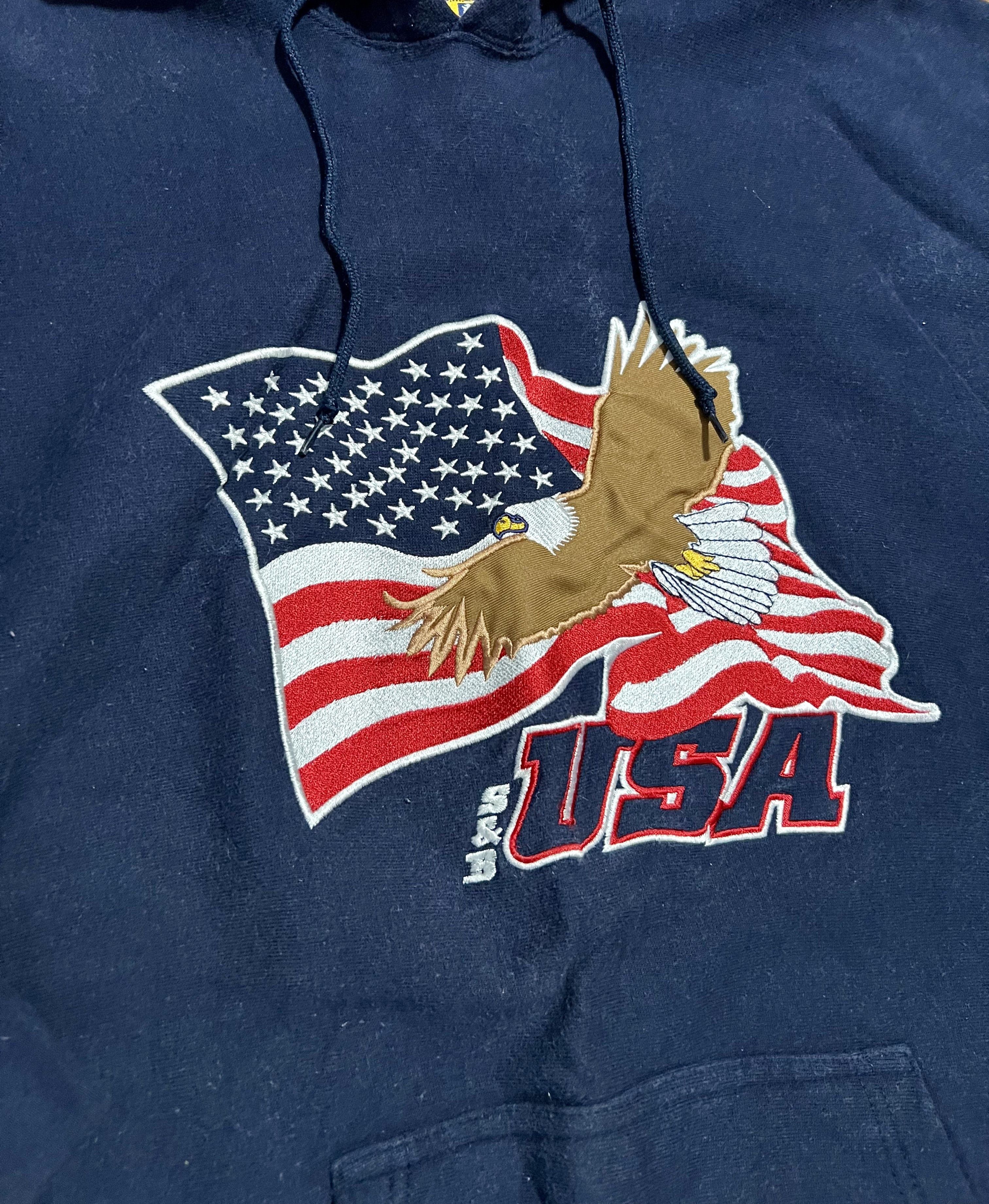 Steve And Barrys Steve & Barry's USA Eagle Vintage Embroidered Hoodie Size US L / EU 52-54 / 3 - 2 Thumbnail