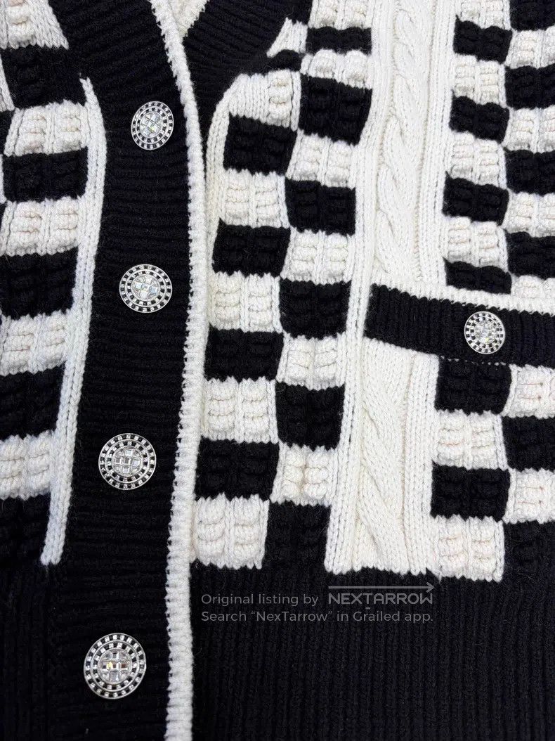 Chanel Chanel Black and white checkerboard cashmere cardigan coat Size XS / US 0-2 / IT 36-38 - 3 Thumbnail