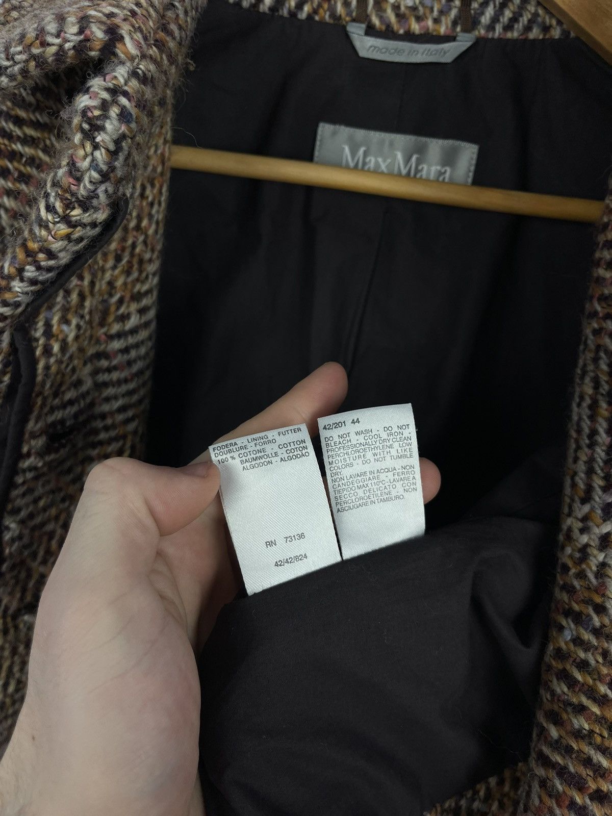 Max Mara Women's Vintage Tweed Wool Coat Jacket Size USA10