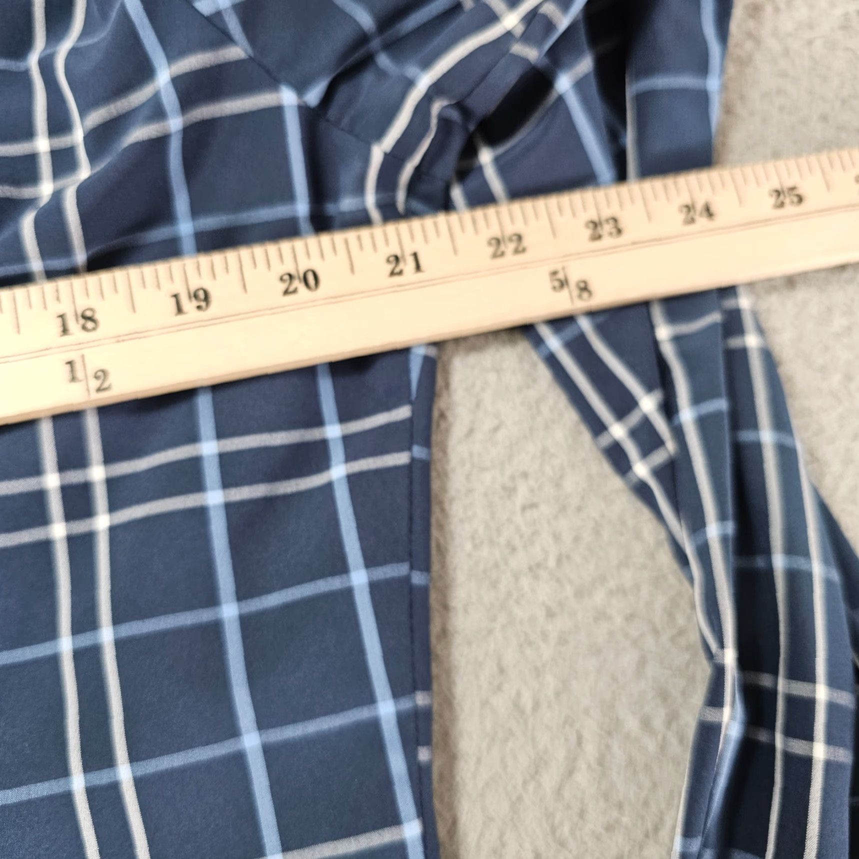 Mizzen+Main VINTAGE Mizzen+Main Dress Shirt Men's Large Trim Navy White Check Stretch Performance Size 42R - 7 Thumbnail