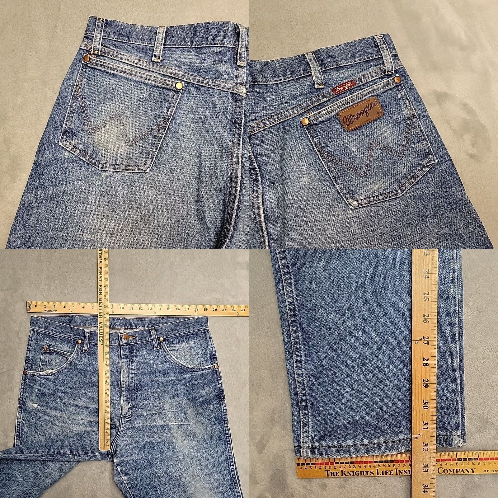 Wrangler Wrangler Jeans Men 38x34 Blue Faded Whiskered Cowboy Distressed Workwear Size US 38 / EU 54 - 9 Thumbnail