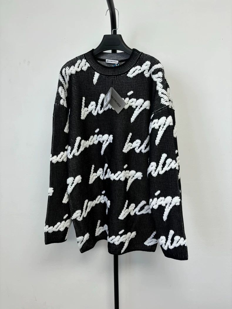 Balenciaga Balenciaga Logo Printed Crew Neck Pullover Long Sleeve Swe Size US M / EU 48-50 / 2 - 1 Thumbnail