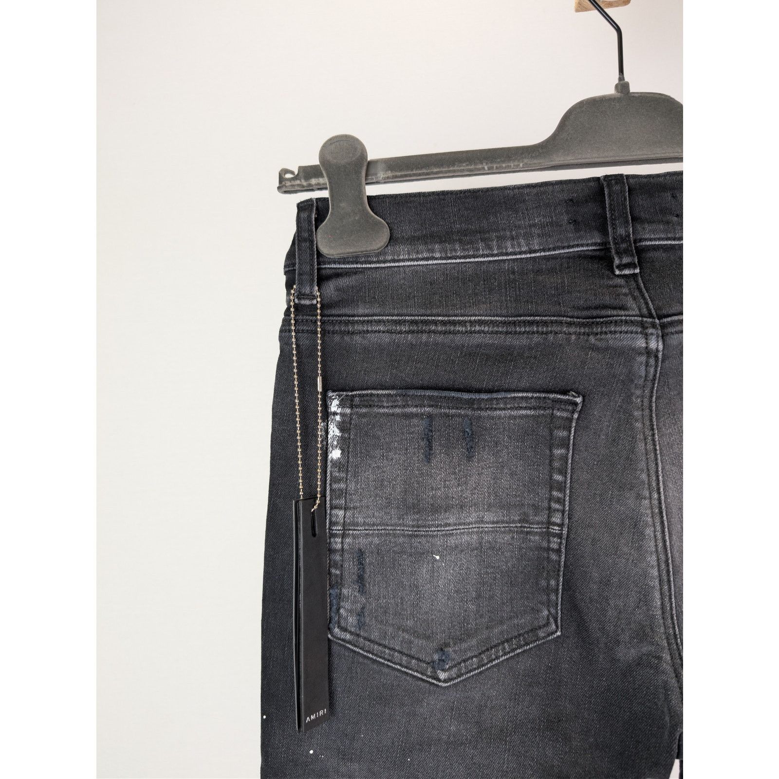 Amiri o1rshd1 MX1 Plaid Denim Jeans in Aged Black Size US 31 - 16 Thumbnail