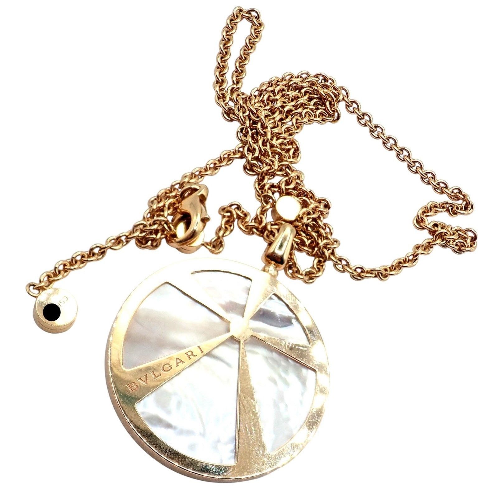 Bvlgari Bulgari Intarsio 18k Gold Diamond Mother of Pearl Necklace Size ONE SIZE - 9 Thumbnail