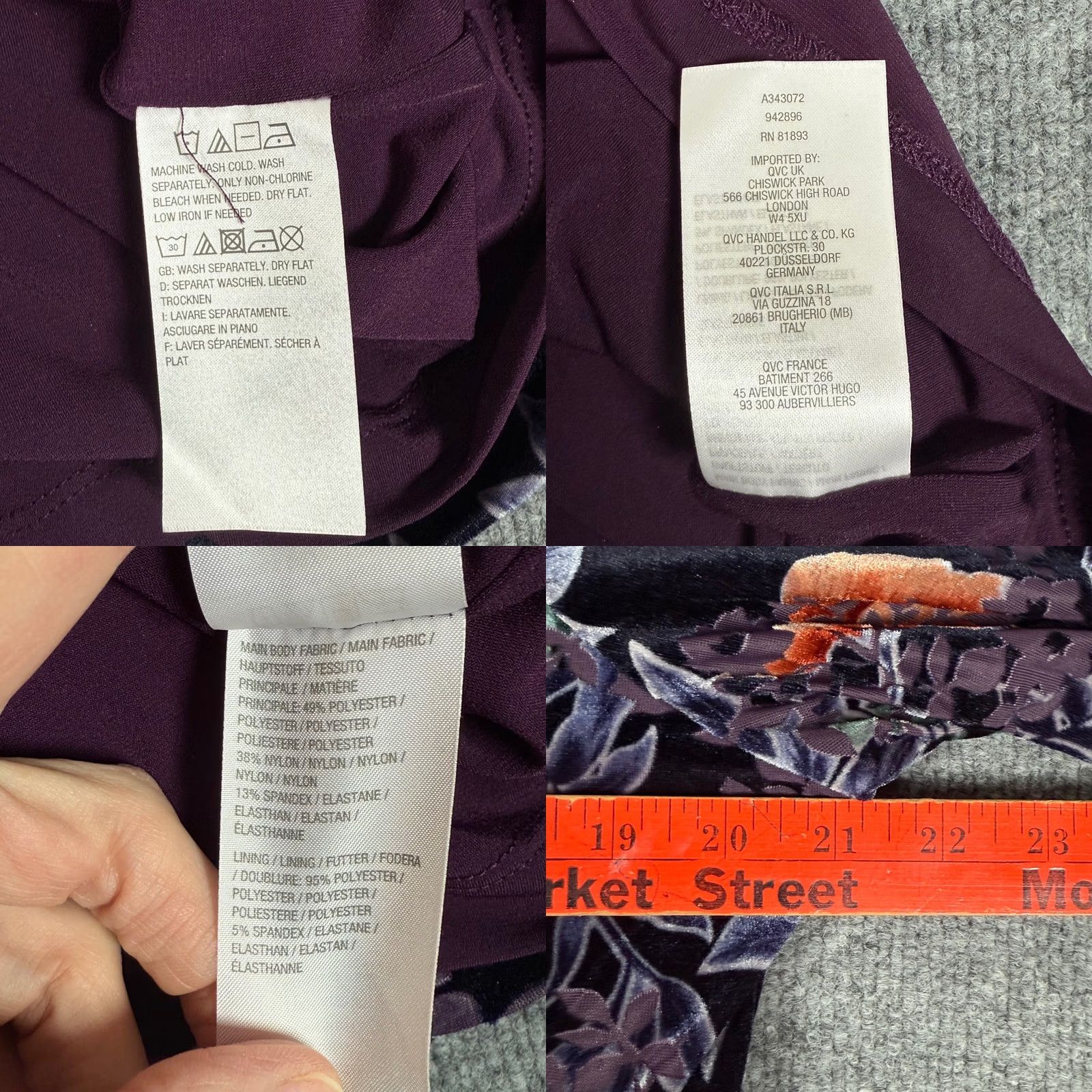 Vintage Susan Graver Round Neck Velvet Burnout Floral Top Long Sleeve Tunic Women L Purple Vintage No Size L / US 10 / IT 46 - 8 Thumbnail