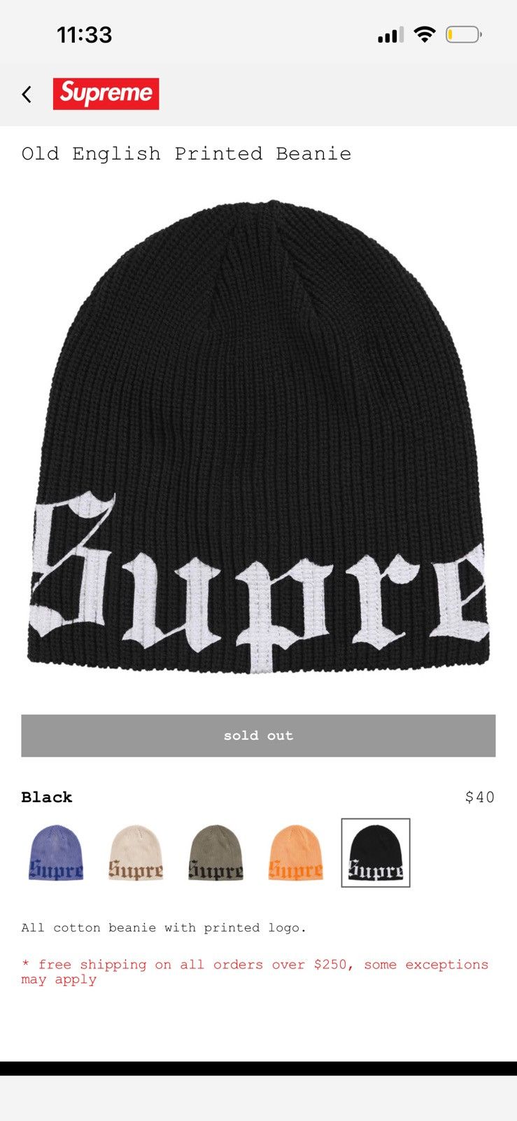 Supreme Supreme Old English Beanie skullie hat black Size ONE SIZE - 4 Thumbnail