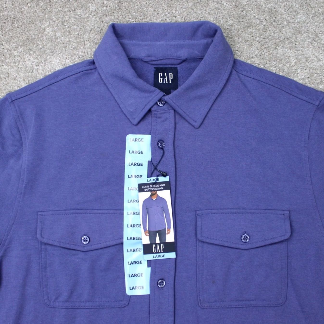 Gap Gap Shirt Mens Large Button-Down Knit Blue NWT Stretch Regular Size Shirt Size US L / EU 52-54 / 3 - 5 Thumbnail