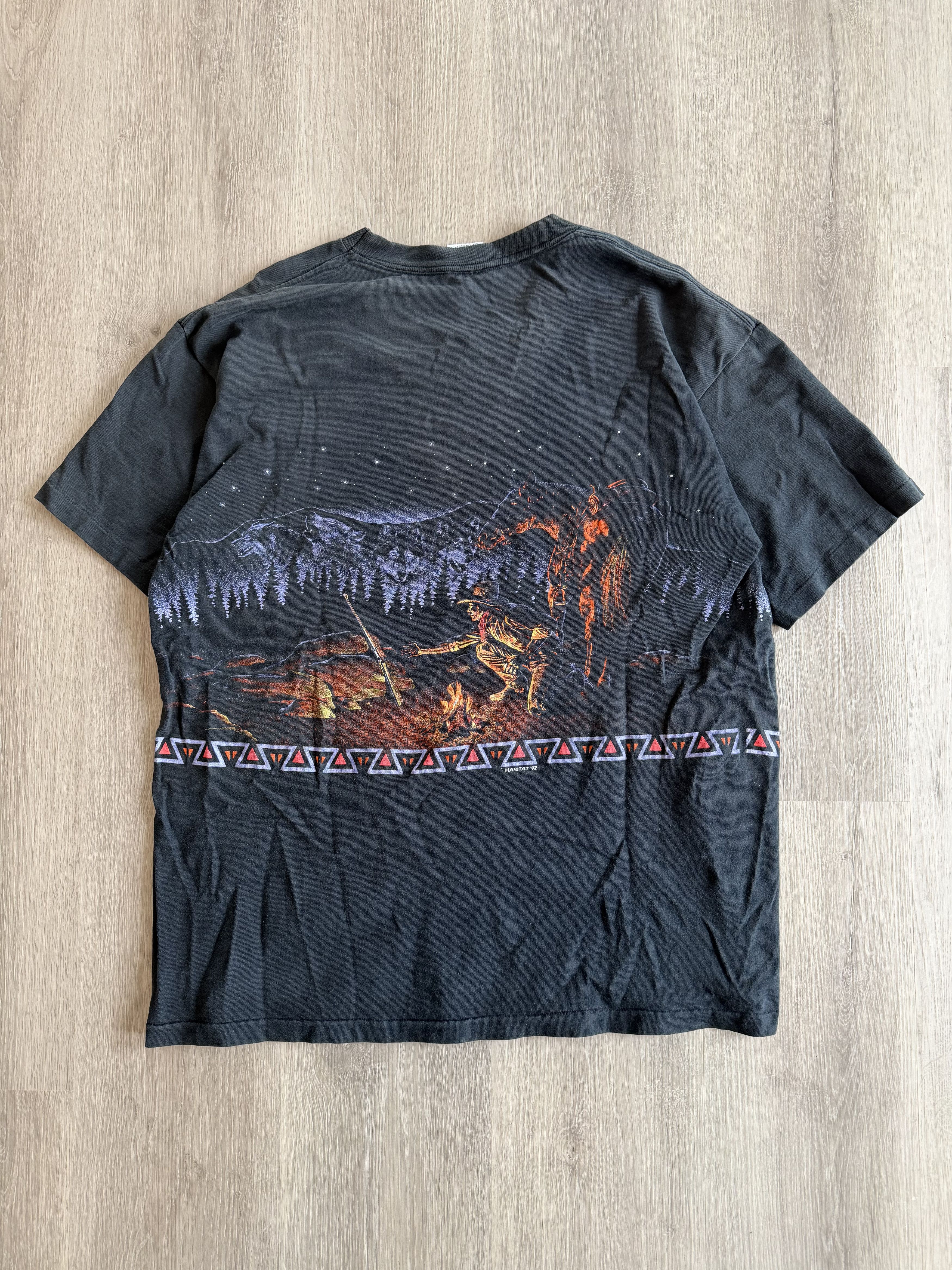 Vintage 1992 Habitat Cowboy Westeren Campfire Tee Scenic Size US XL / EU 56 / 4 - 5 Thumbnail