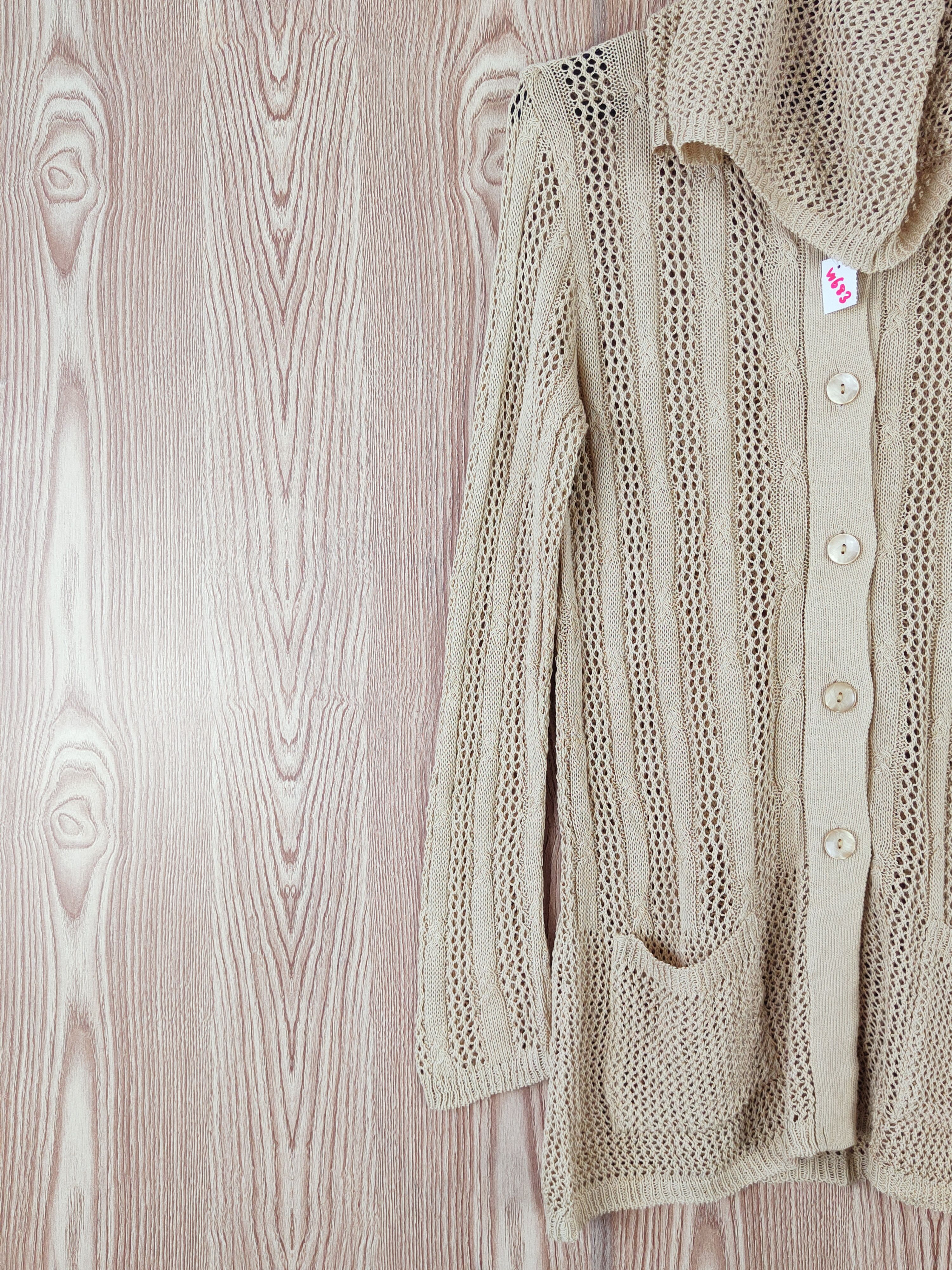 Aran Isles Knitwear Cosmo Polaris Crochet Meshnet Hoodie Knitwear Cardigan #W683 Size M / US 6-8 / IT 42-44 - 3 Thumbnail
