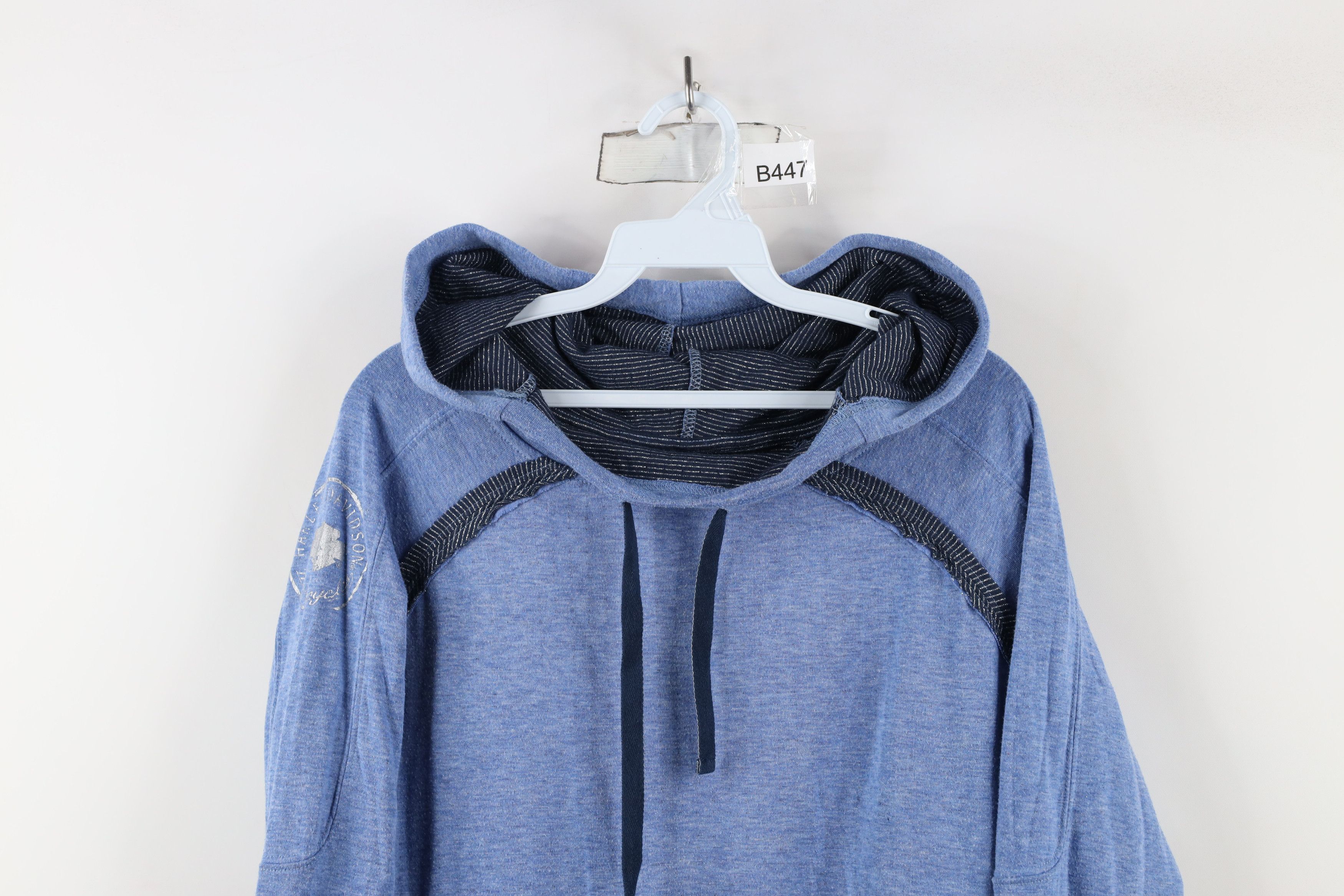 Harley Davidson × Vintage Vintage Y2K Harley Davidson Metallic Jersey Knit Hoodie Blue Size M / US 6-8 / IT 42-44 - 2 Thumbnail