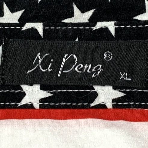 Vintage Xi Peng Women’s Button Shirt XL USA Flag Red White Blue 100% Cotton Blouse Short Sleeve Collared Size XL / US 12-14 / IT 48-50 - 7 Thumbnail