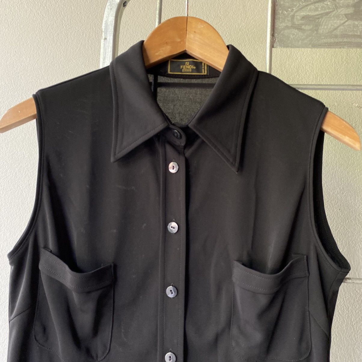 Fendi FENDI Black Sleeveless Soft Shirt Size M / US 6-8 / IT 42-44 - 4 Thumbnail