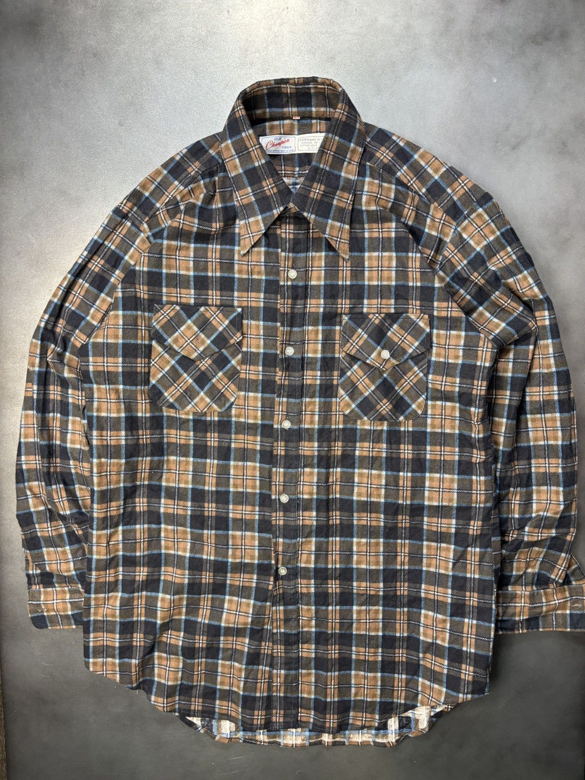 Champion × Vintage Vintage Champion Flannel Shirt 1970s 1980s Easy Rider Plaid Size US M / EU 48-50 / 2 - 10 Thumbnail