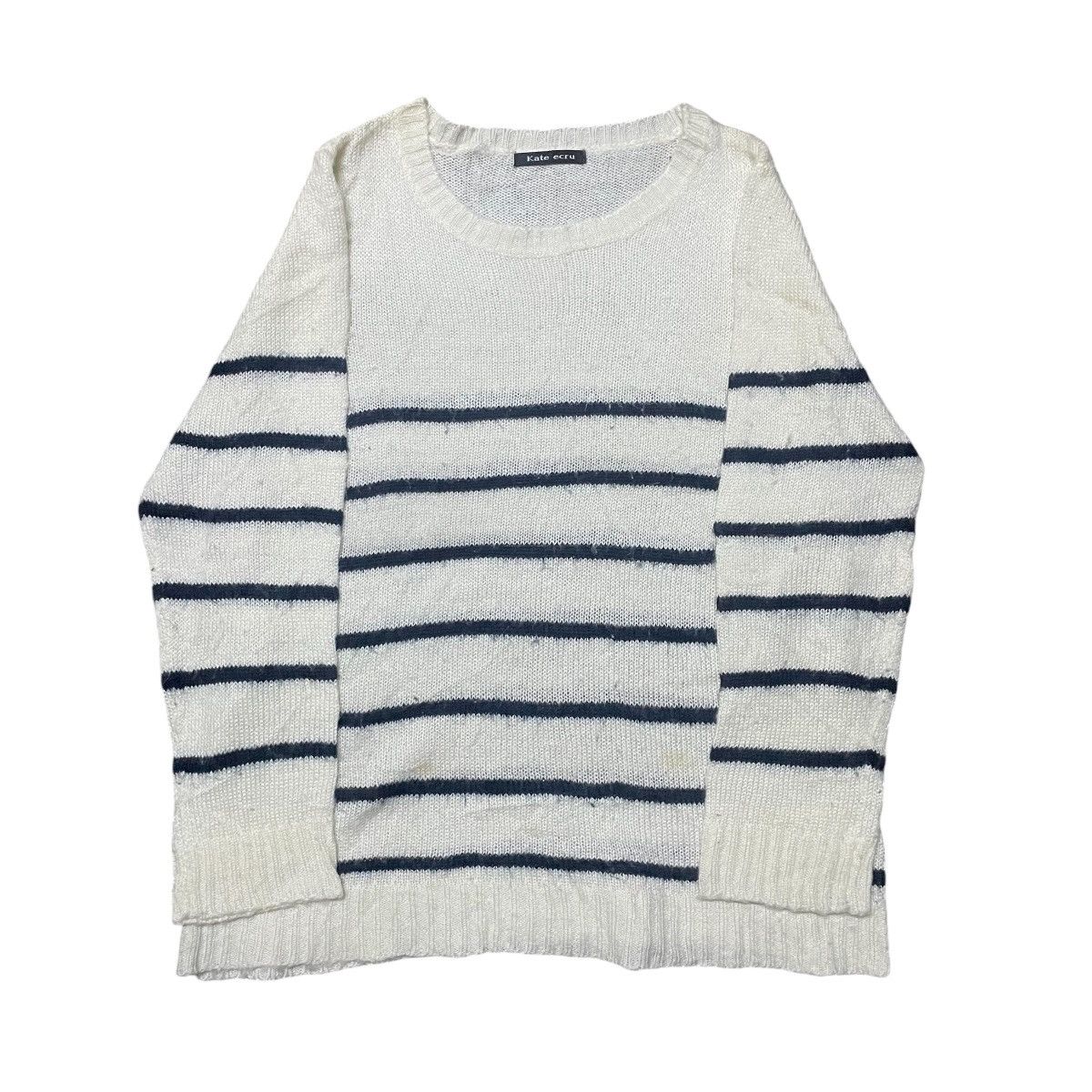 Japanese Brand × Vintage 💥Kate Ecru Stripe Knit Sweater Kurt Cobain Style Size M / US 6-8 / IT 42-44 - 1 Thumbnail