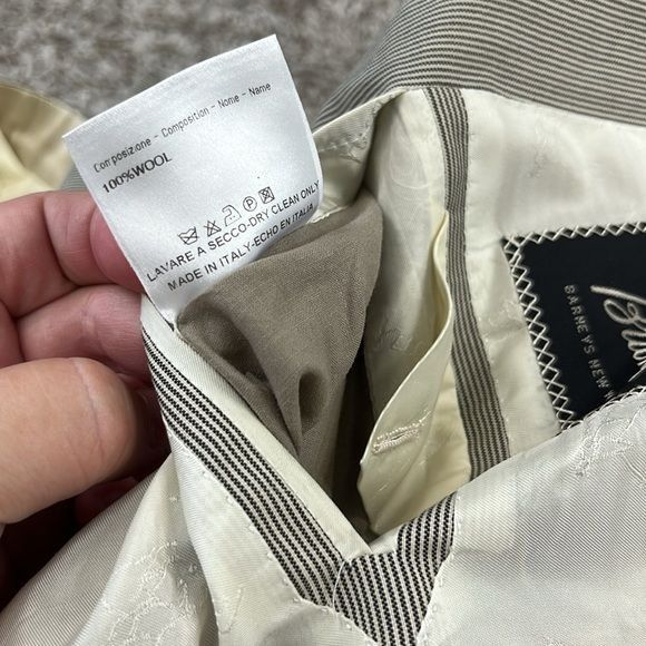 Barneys New York × Brioni Brioni Striped Barneys New York Virgin Wool 2 Pc 2 Button Su Size 46L - 14 Thumbnail