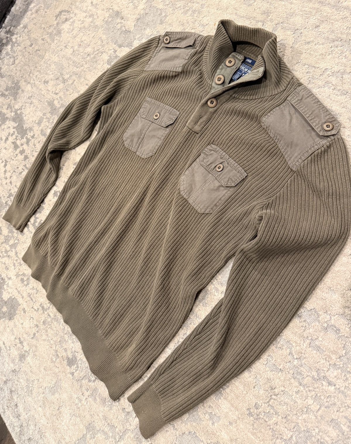 American Rag American Rag Cie Military Style Ribbed Knit Utility Sweater Size US L / EU 52-54 / 3 - 1 Thumbnail