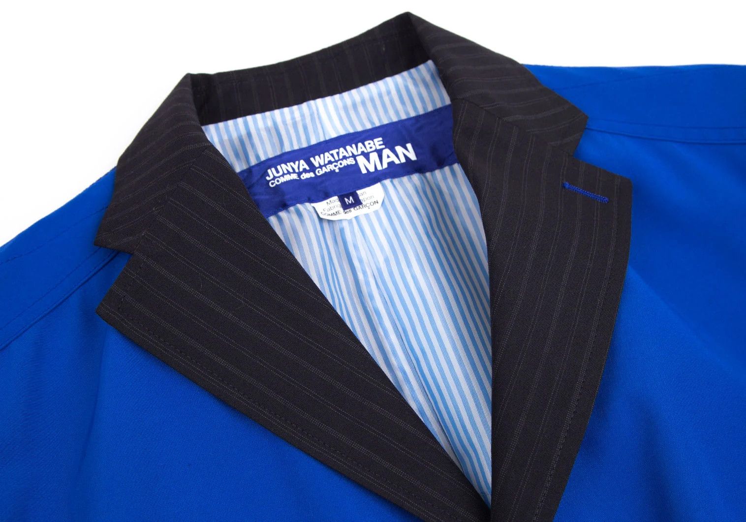 Junya Watanabe Front Mixed Material Stripe Jacket in Blue Black, Size M Size US M / EU 48-50 / 2 - 3 Thumbnail