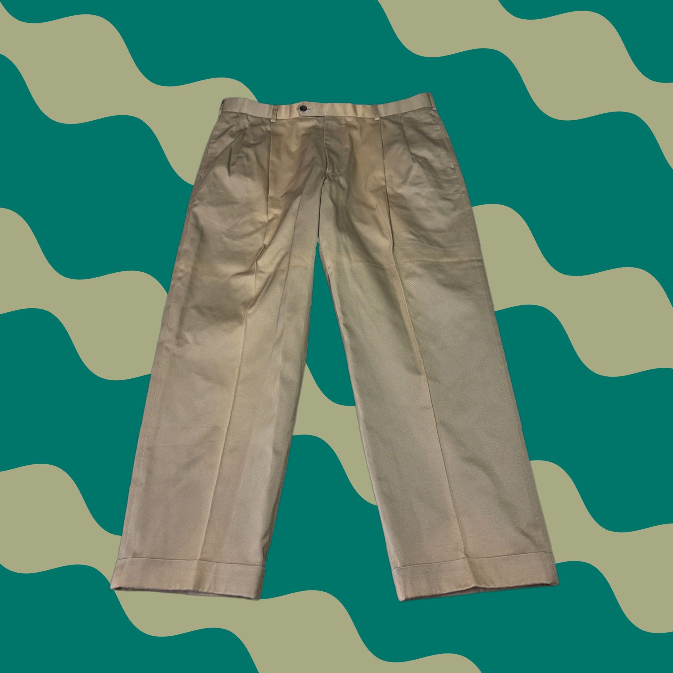 Brooks Brothers Brooks Brothers Country Club Mens Pleated Chino Pants Beige Cuffed 38 Regular Straight Pants Size US 38 / EU 54 - 1 Thumbnail