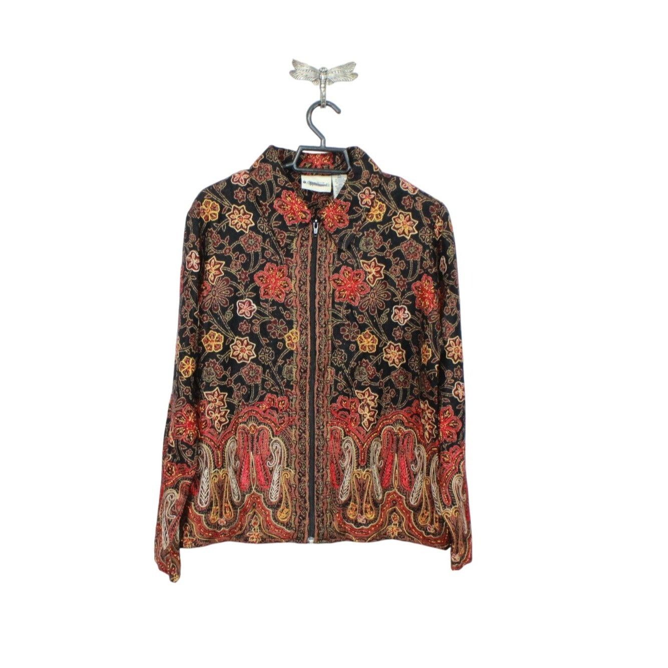 Other Appleseeds Black Orange Embroidered Paisley Blazer Women’s S Size S / US 4 / IT 40 - 1 Thumbnail